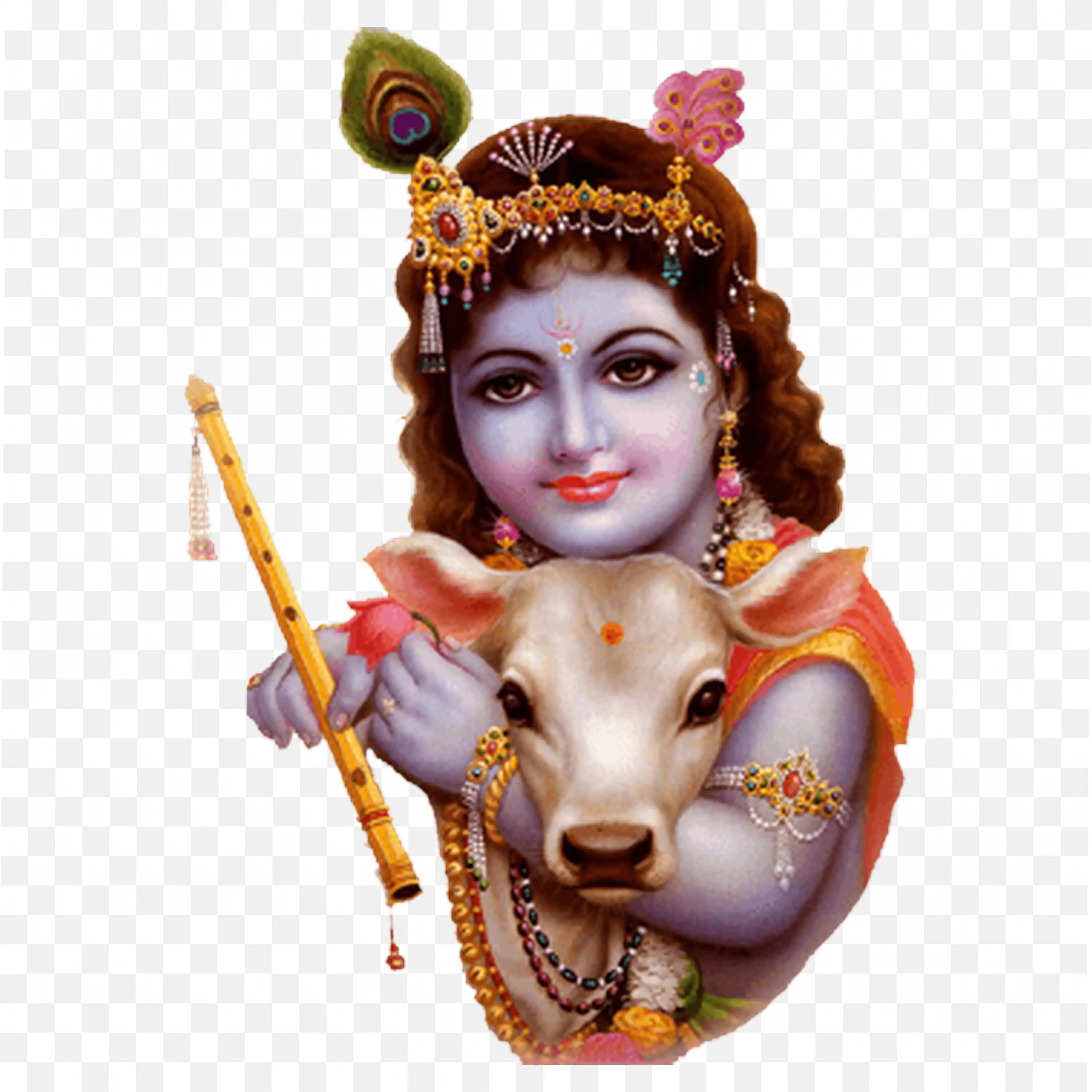 Bala Krishna with Calf and Flute Divine Child Krishna Art