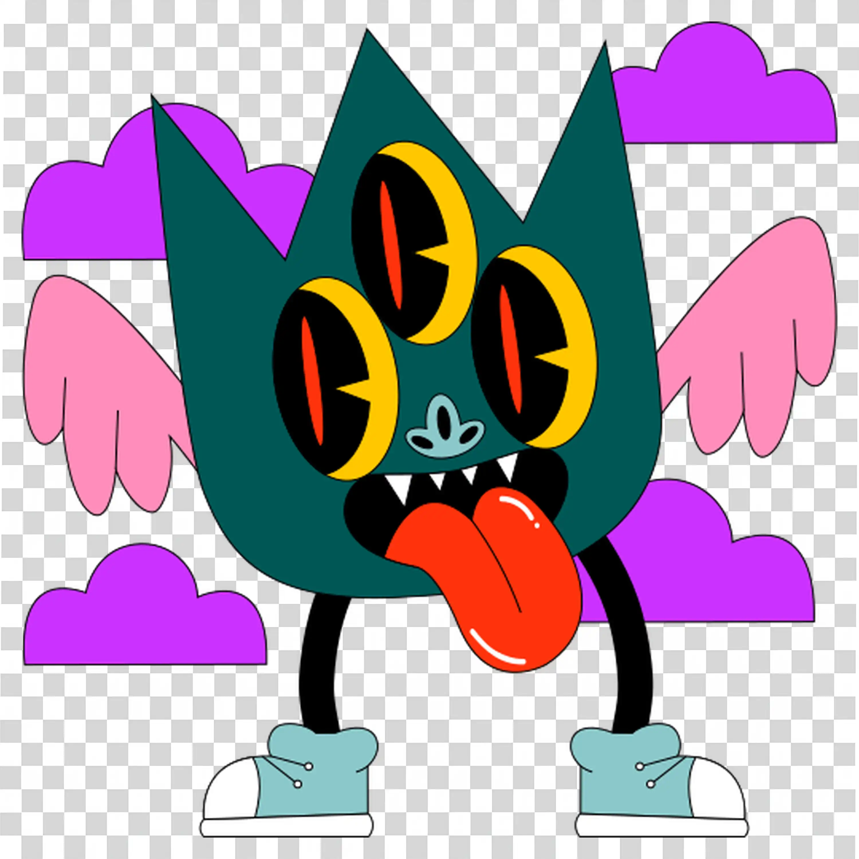 Bat Monster Wings in Pastel Halloween Fantasy Illustration