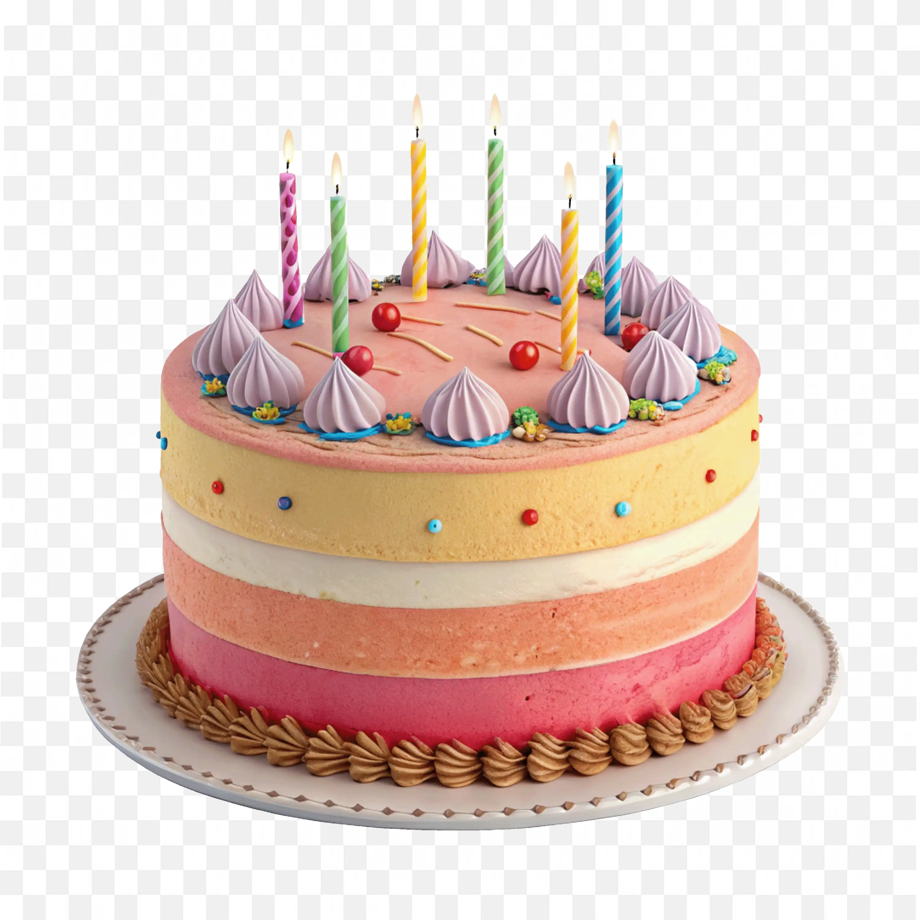 Birthday Cake with Candles Colorful and Playful Illustration