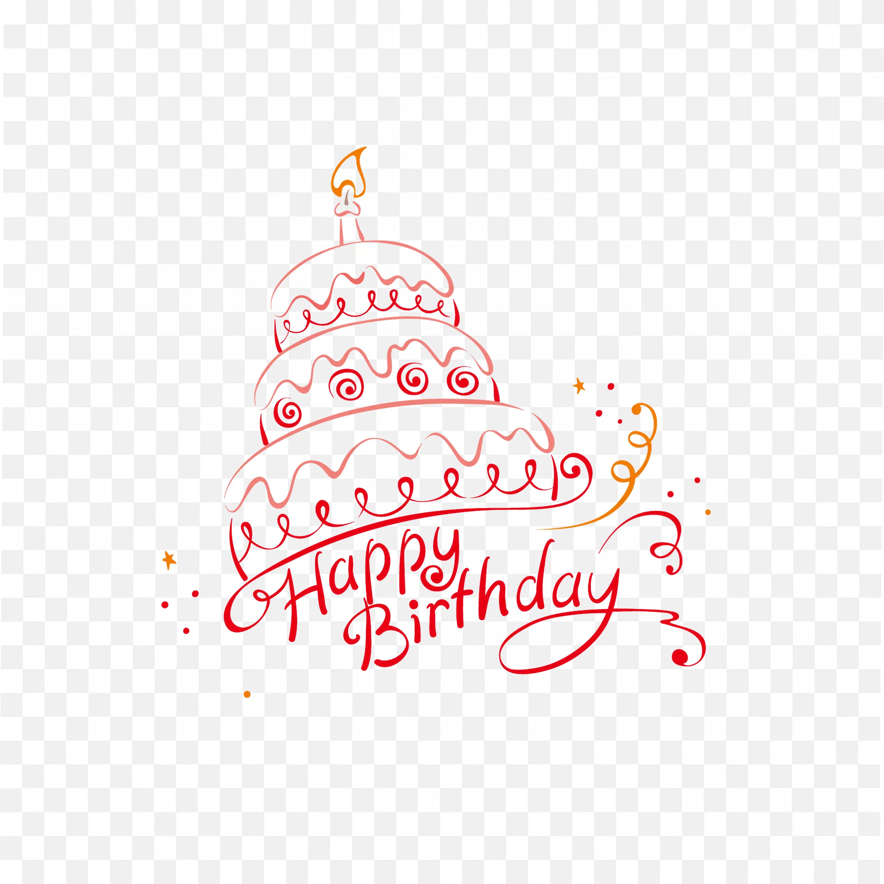 Birthday Cake Greeting Red Design Note Cards PNG
