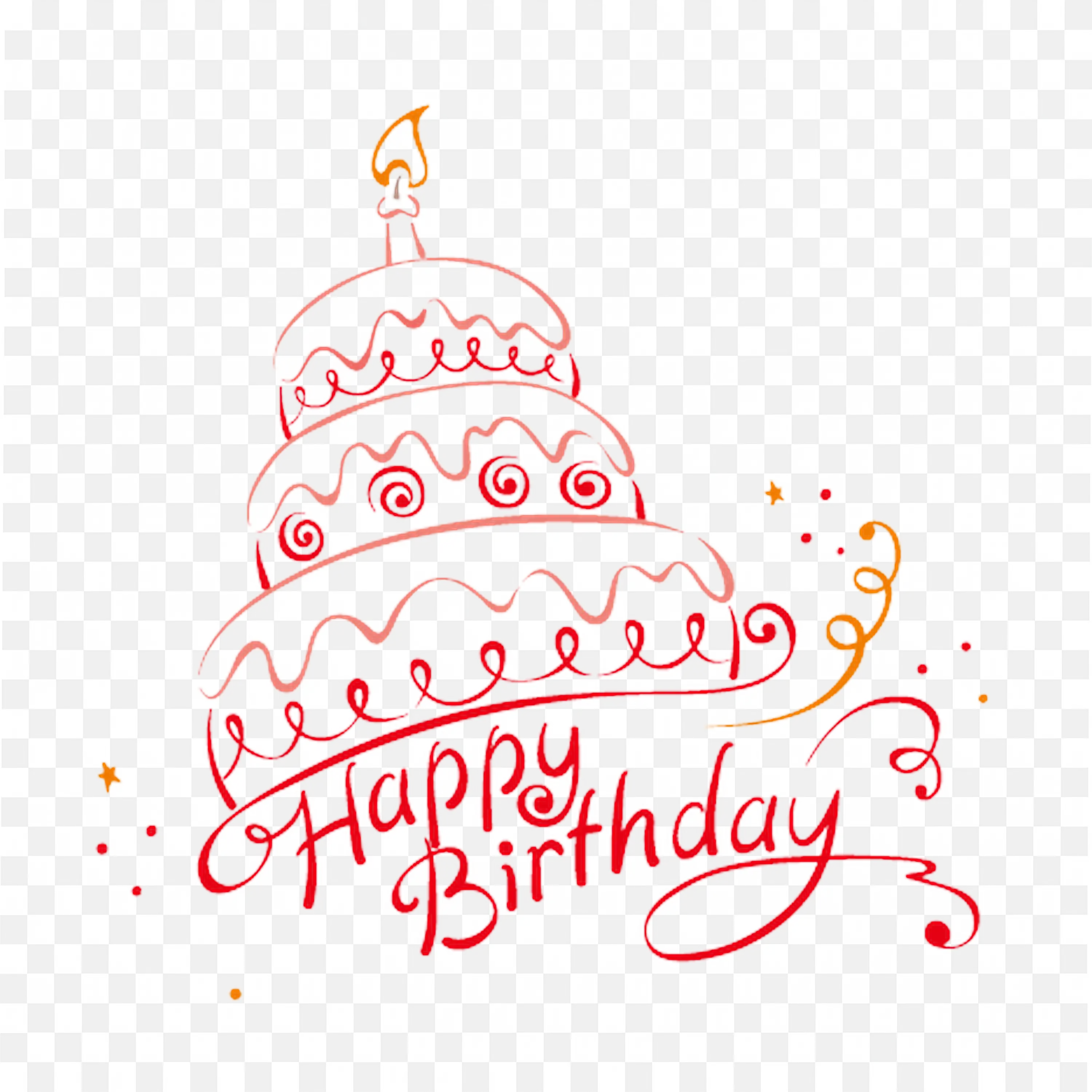 Birthday Cake Illustration Happy Birthday Greeting Card Art
