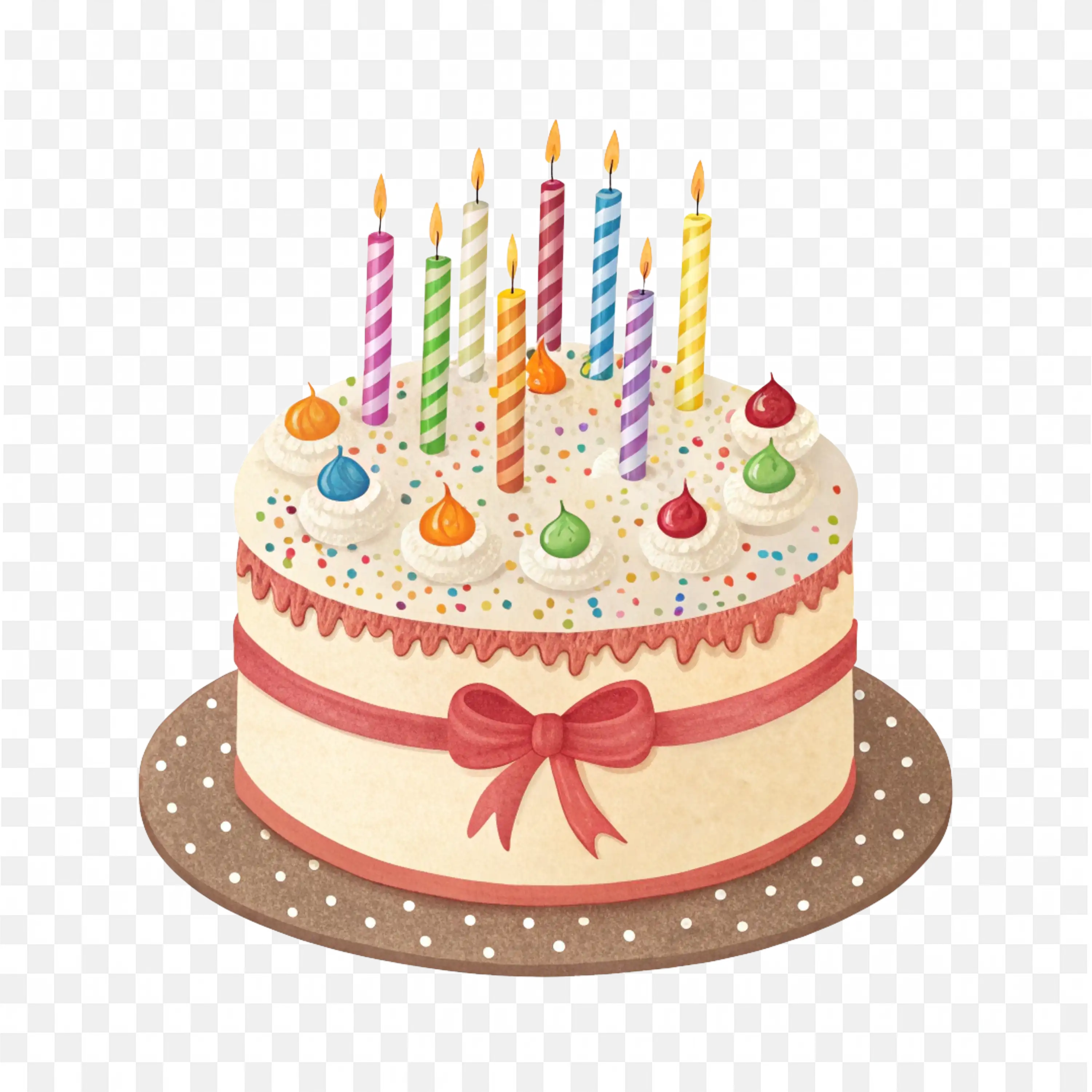 Birthday Cake with Nine Candles Sprinkles and White Frosting