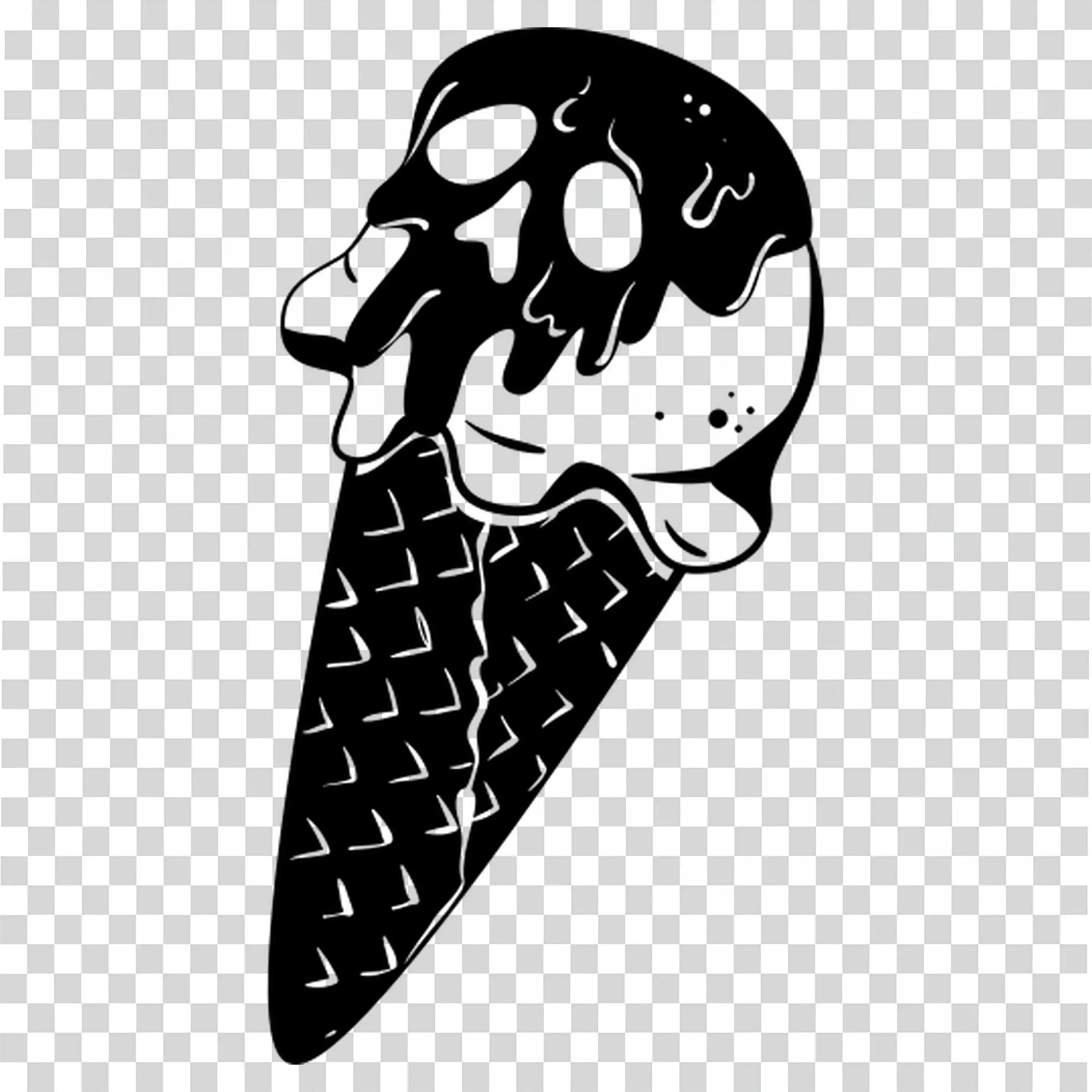 Black and White Ice Cream Cone with Halloween Theme