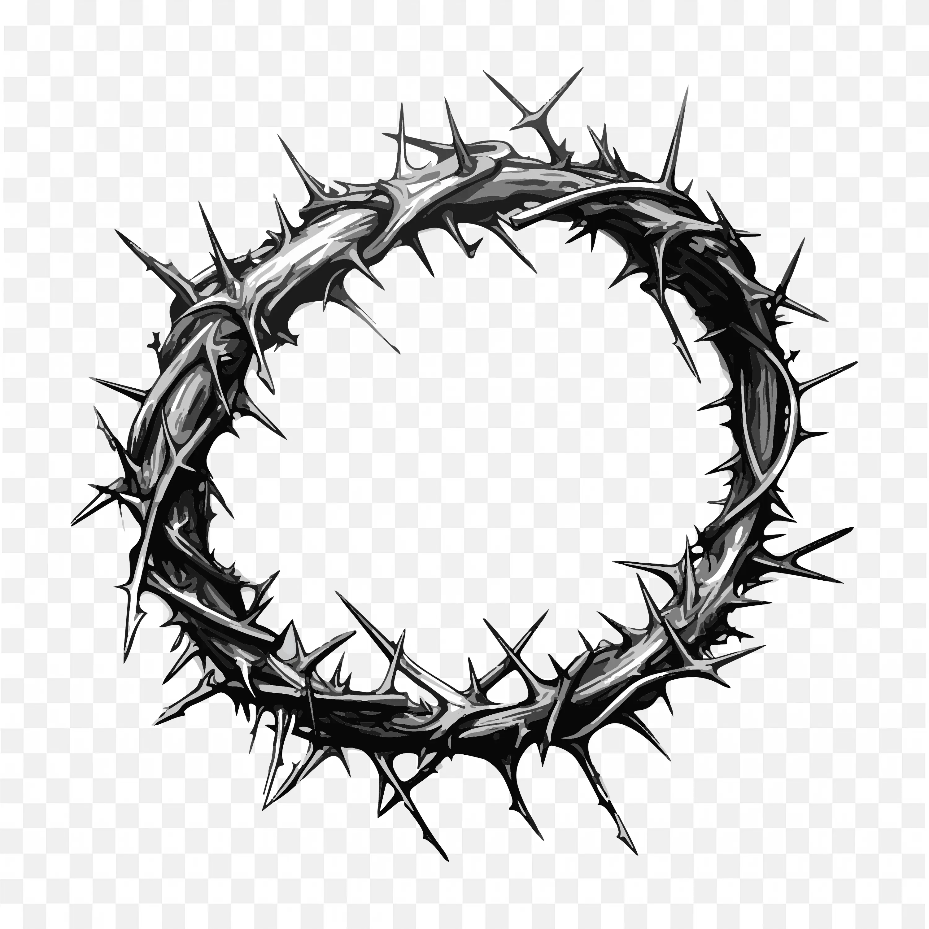 Black Crown of Thorns Minimalist Christian Symbol PNG