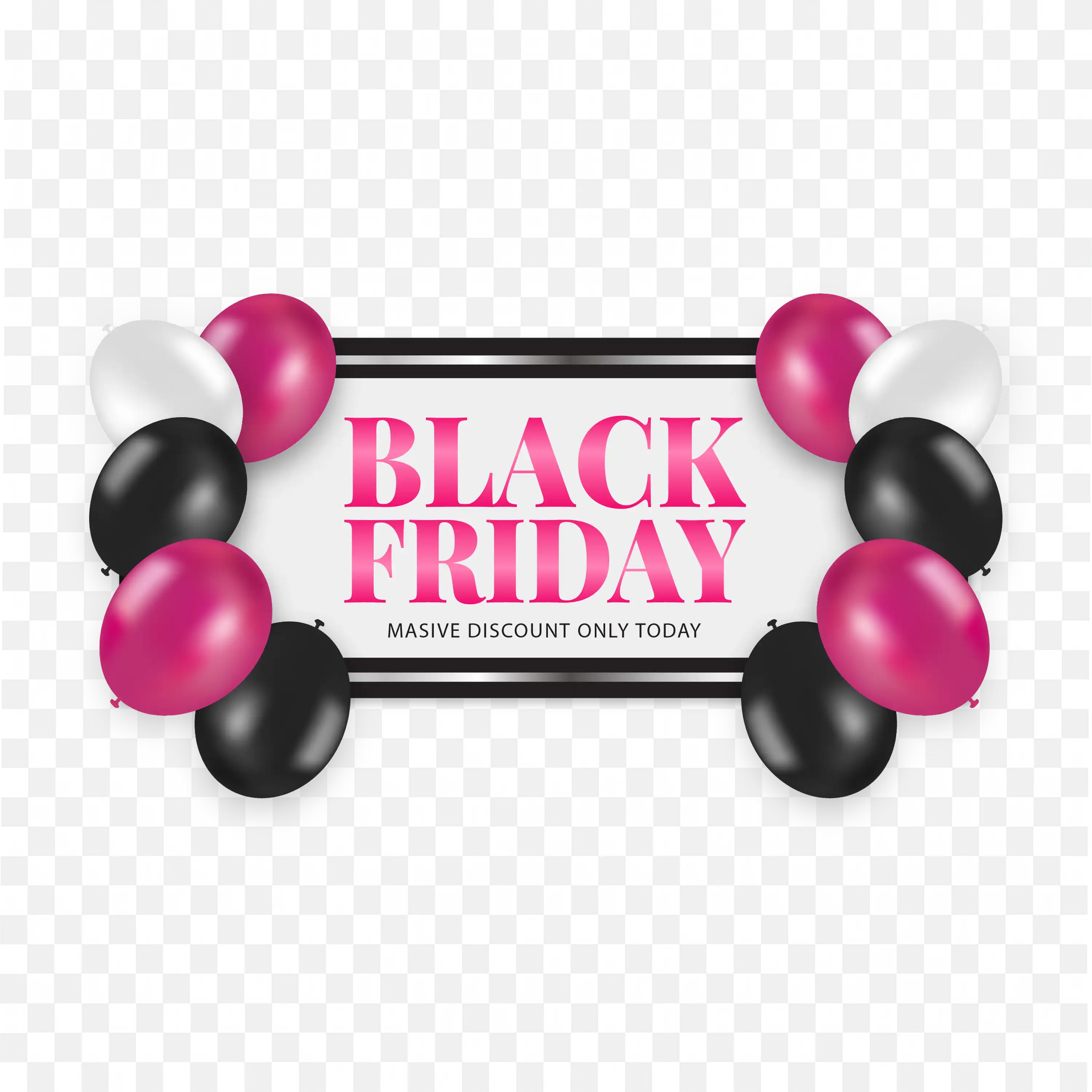 Black Friday Sale Pink Black Balloons Discount Label Art