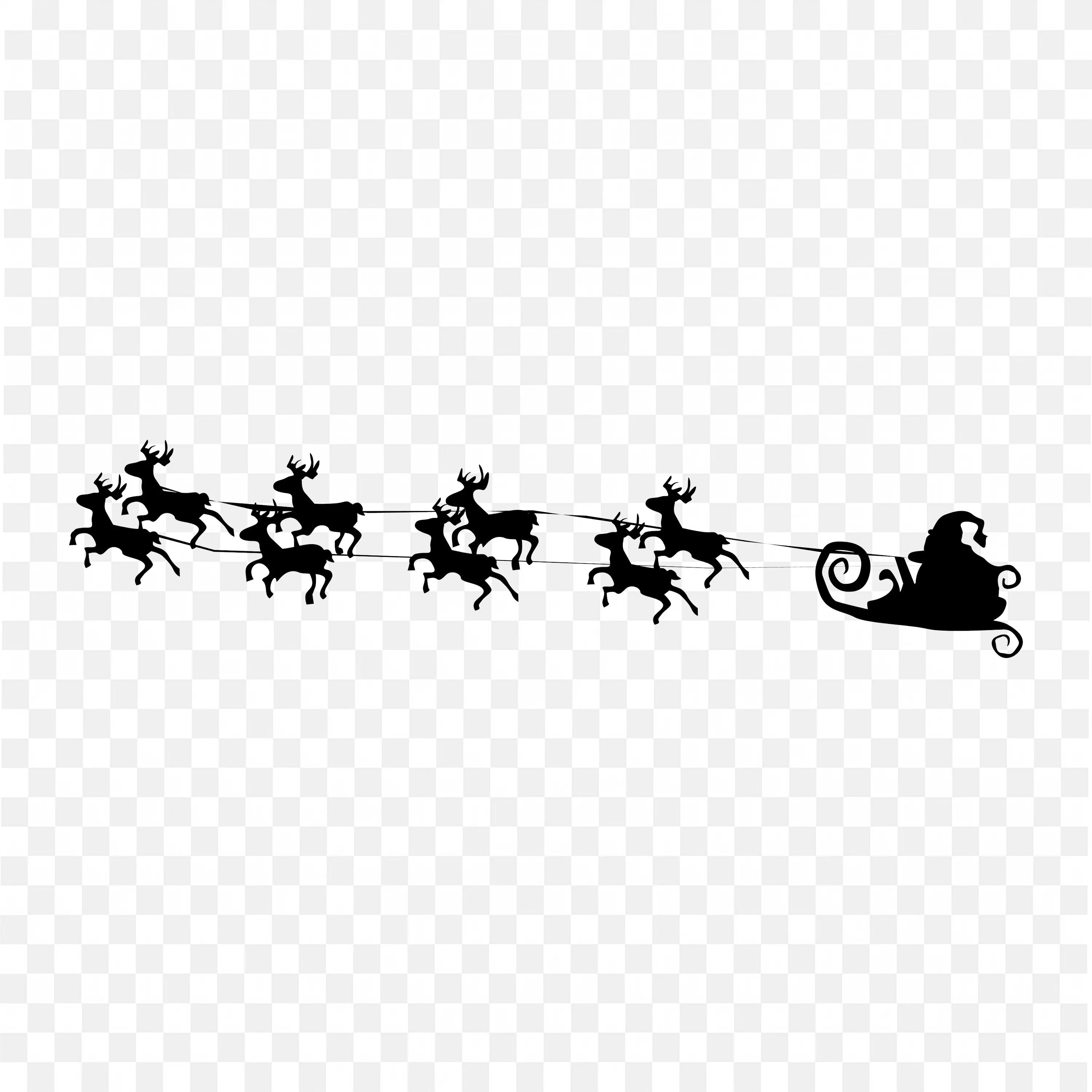 Black Santa with Reindeer PNG Christmas Silhouette Art