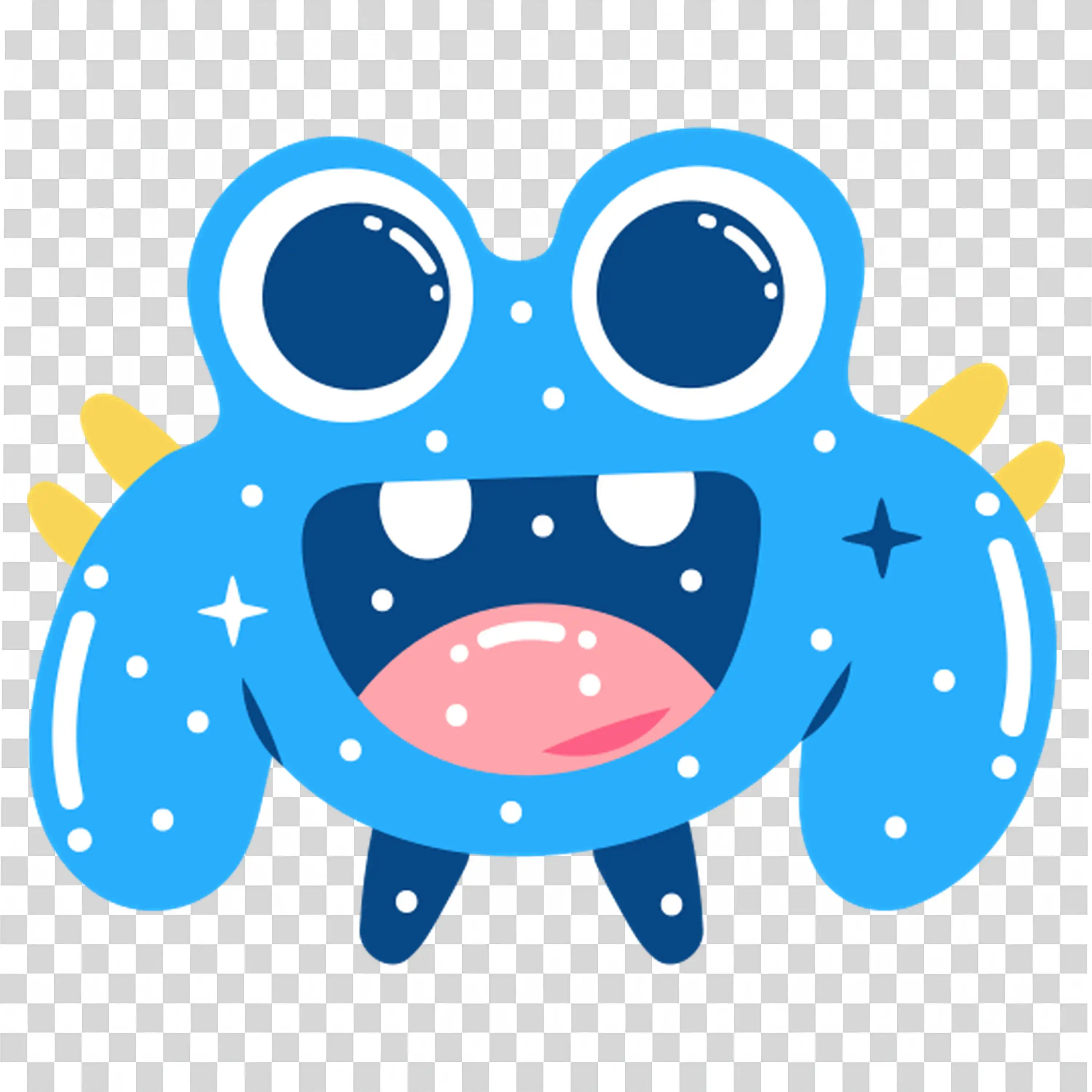 Blue Monster with Big Eyes and a Wide Smile for Halloween