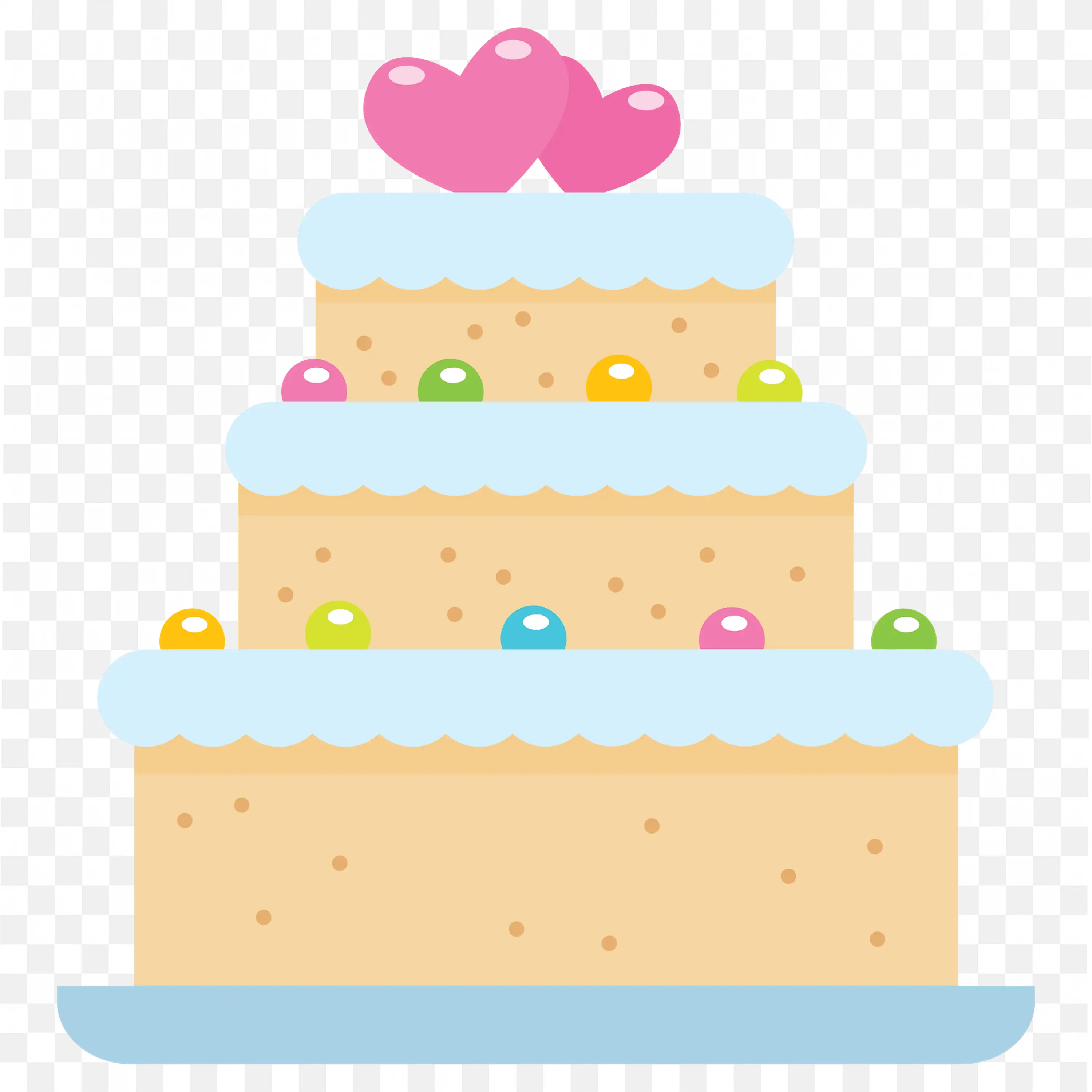 Blue and Yellow Wedding Cake with Floral and Heart Detail