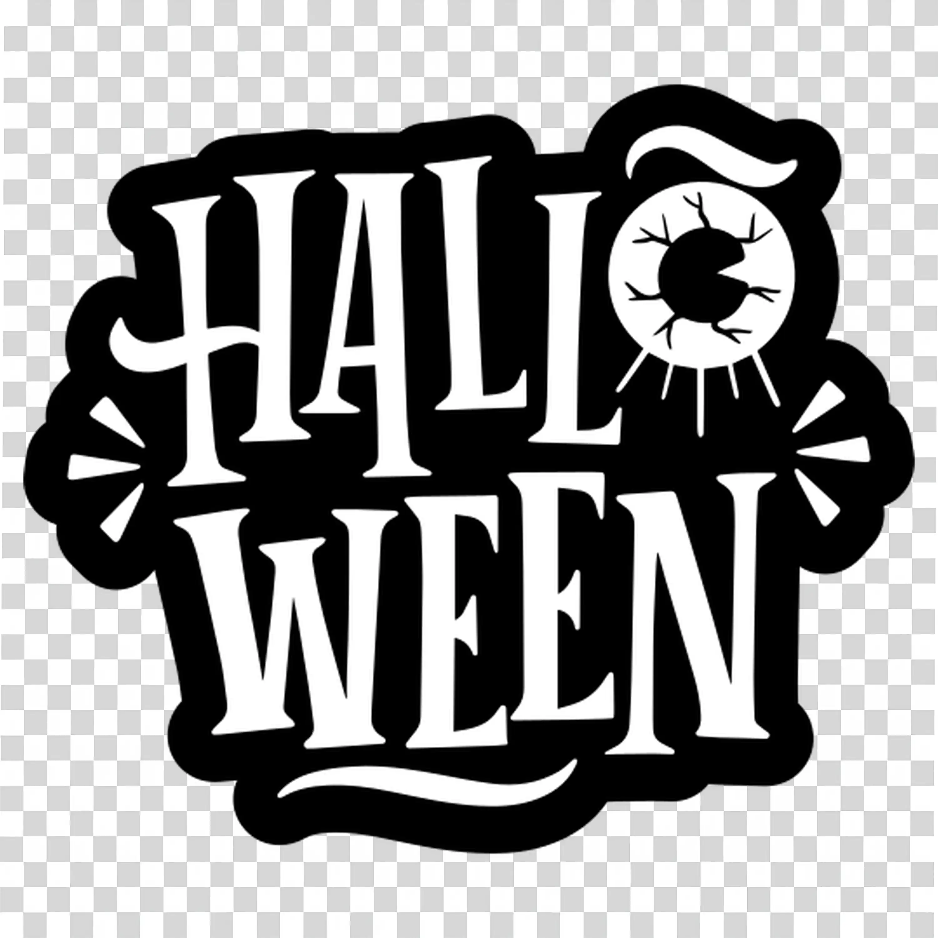 Bold Halloween Text with Ghostly Decorations and Spooky Theme