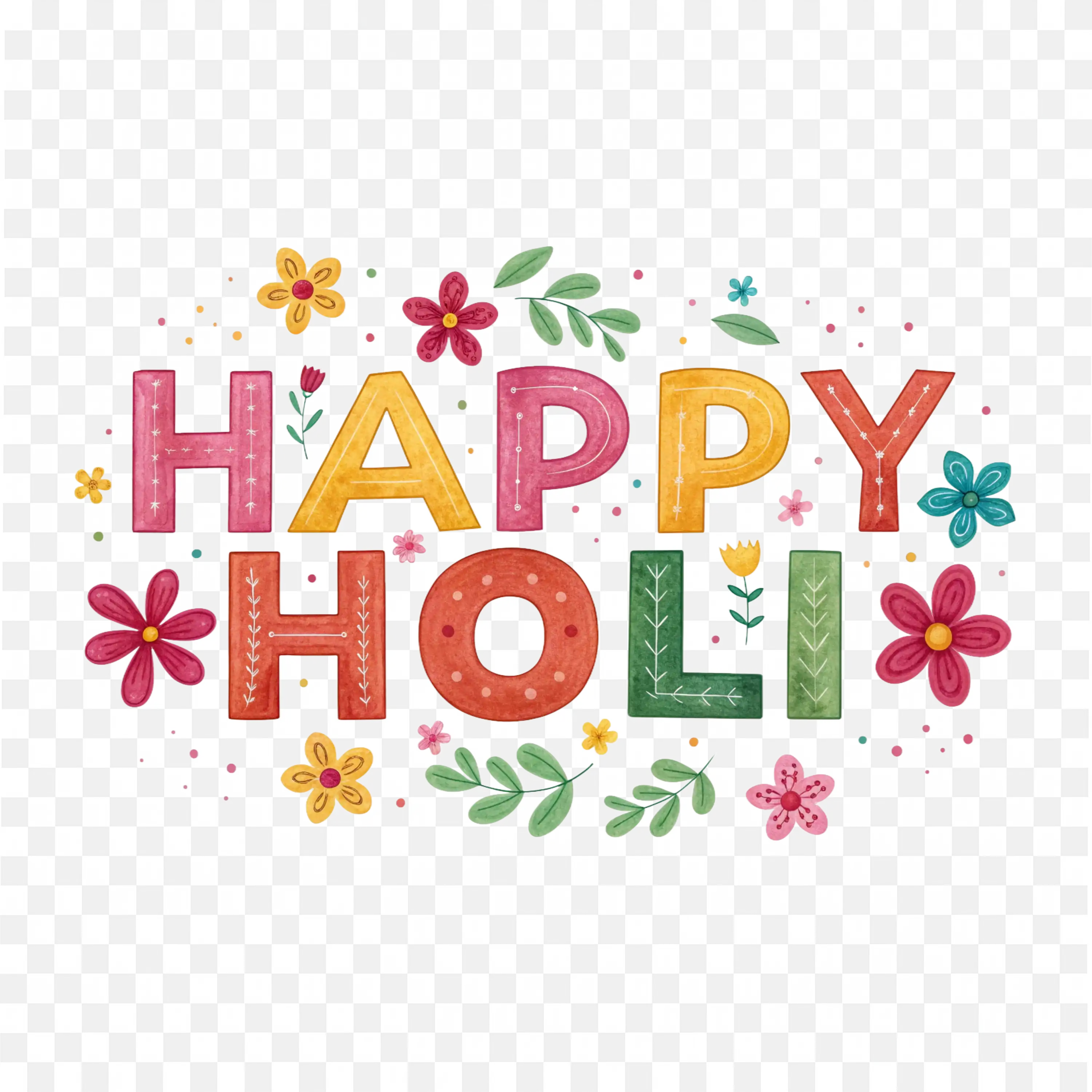 Bold Multicolored Happy Holi Design with Splashes Art