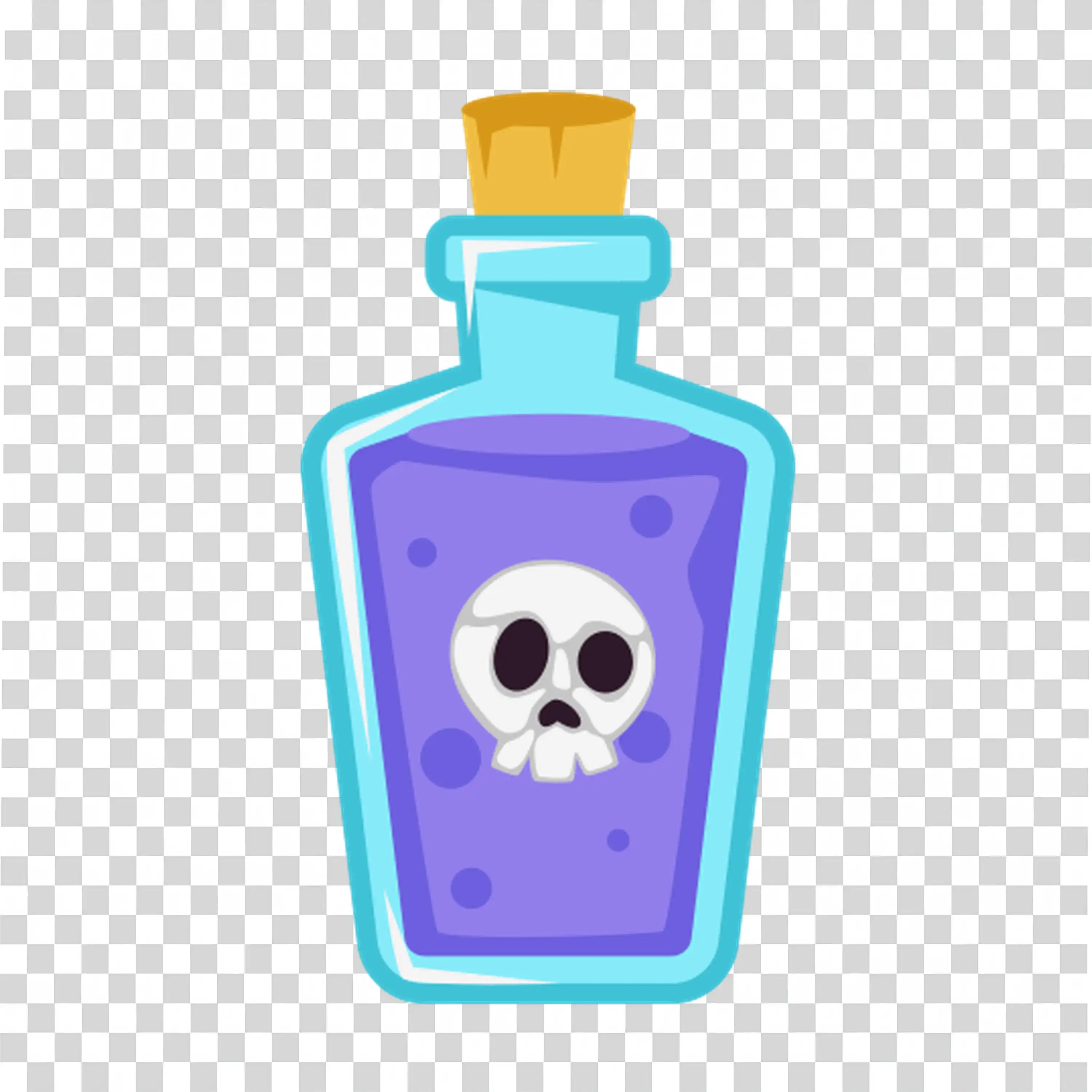 Bottle with Skull Label and Purple Liquid for Halloween
