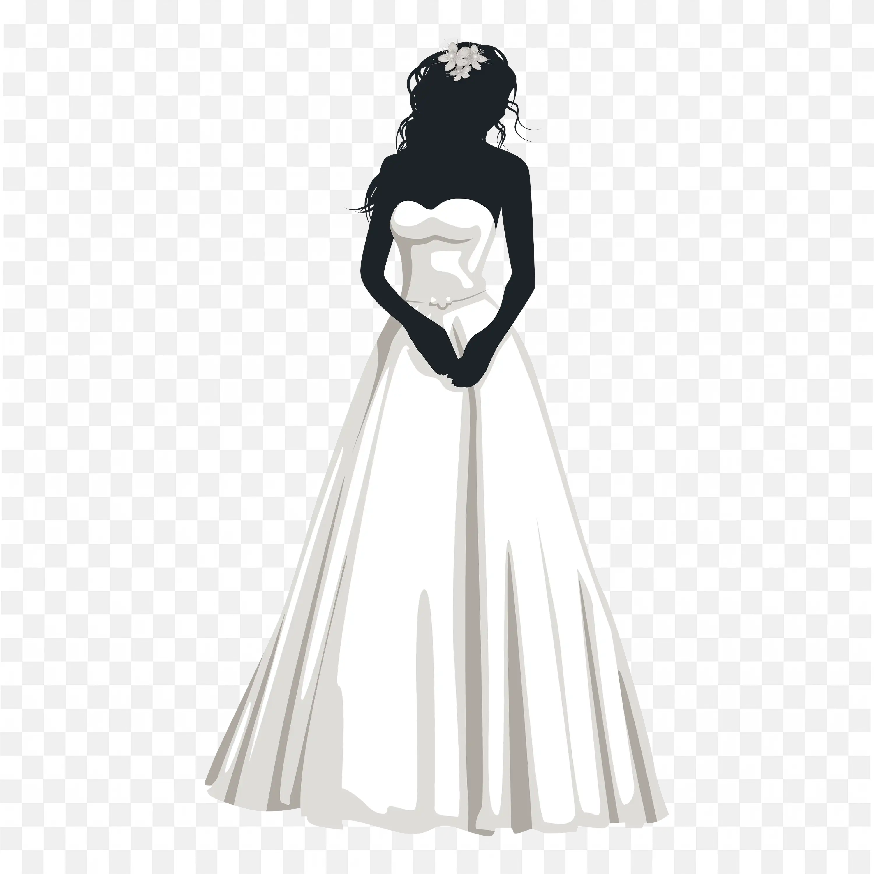 Bride Dress Silhouette Elegant Wedding Gown Illustration