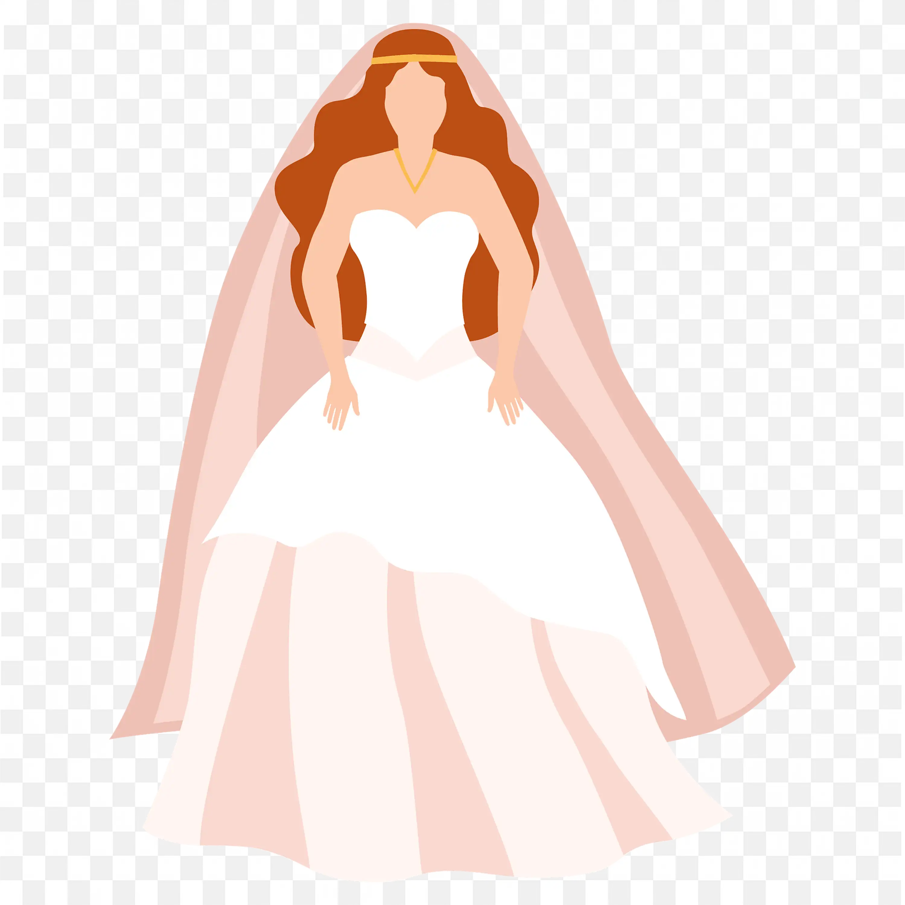 Bride in Gown Standing Pose Wedding Fashion Clipart Art