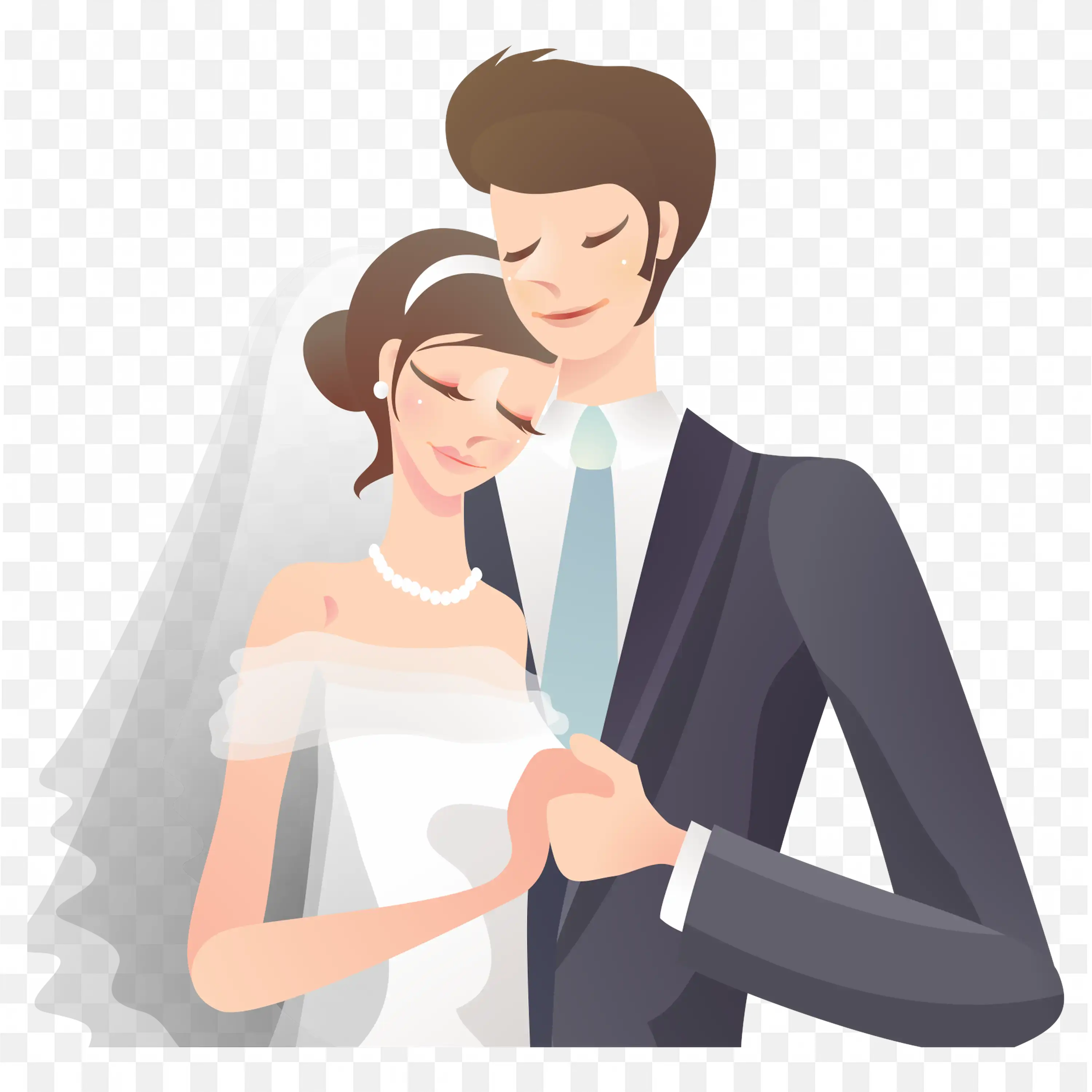 Bride and Groom Celebrating Romantic Wedding Vector Art