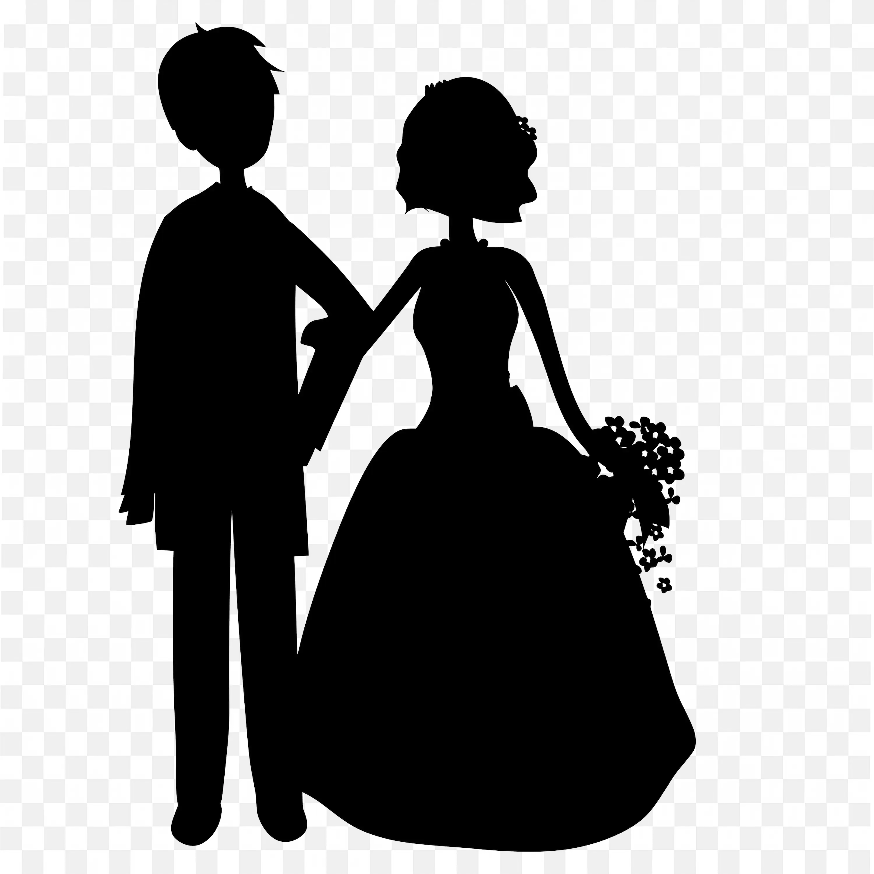 Bride and Groom Silhouette Wedding Couple Vector Graphic