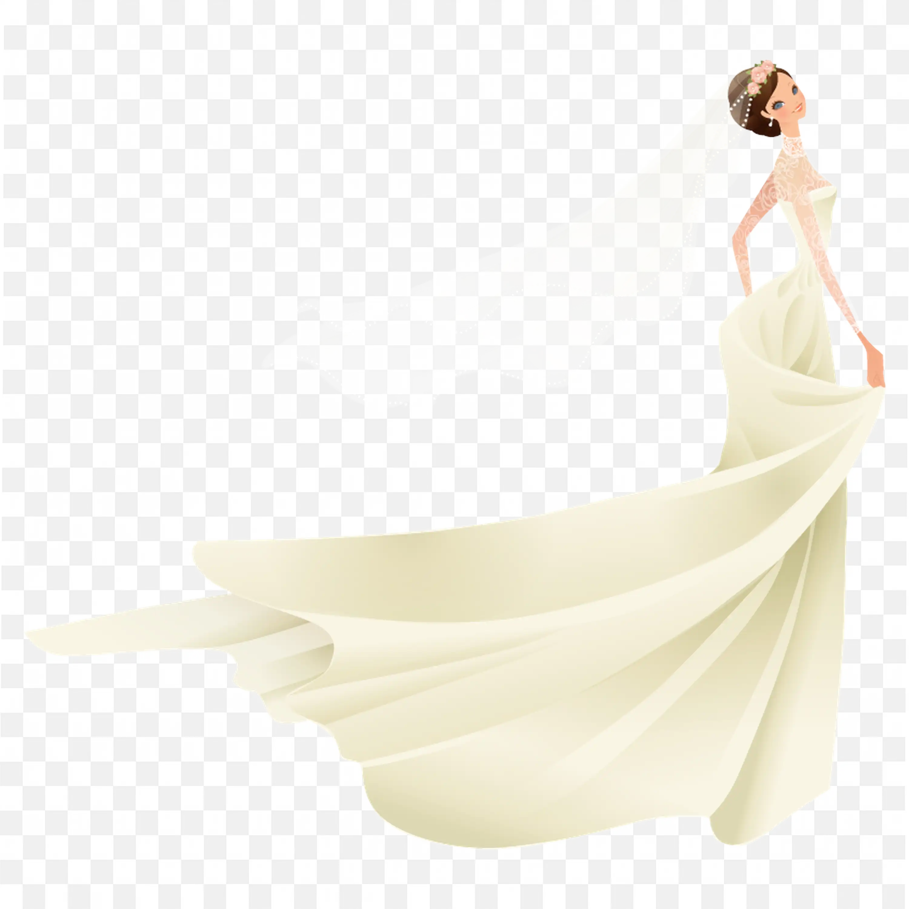 Bride Wearing White Gown Wedding Dress Clip Art
