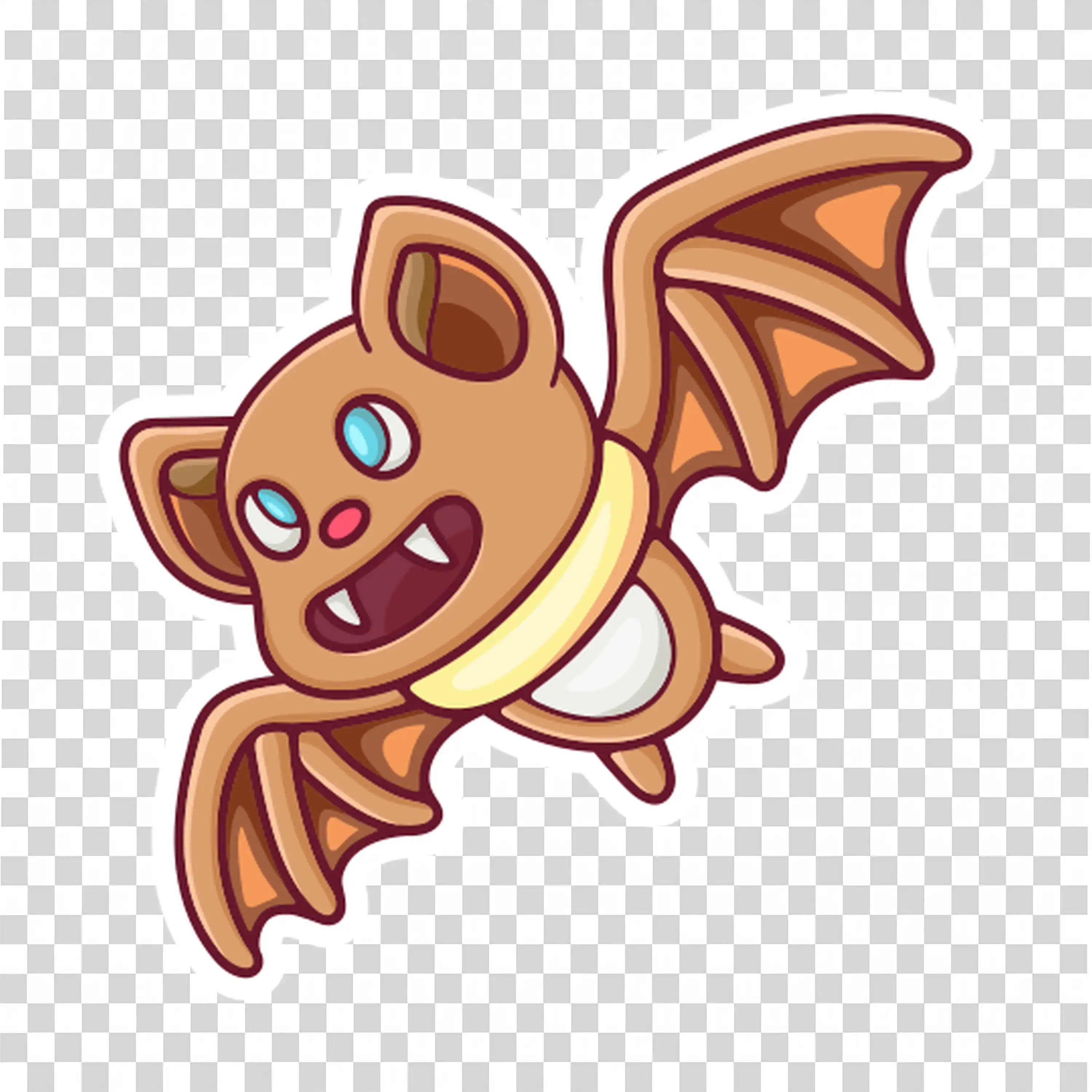 Brown Bat with Outstretched Wings Flying at Night Free PNG