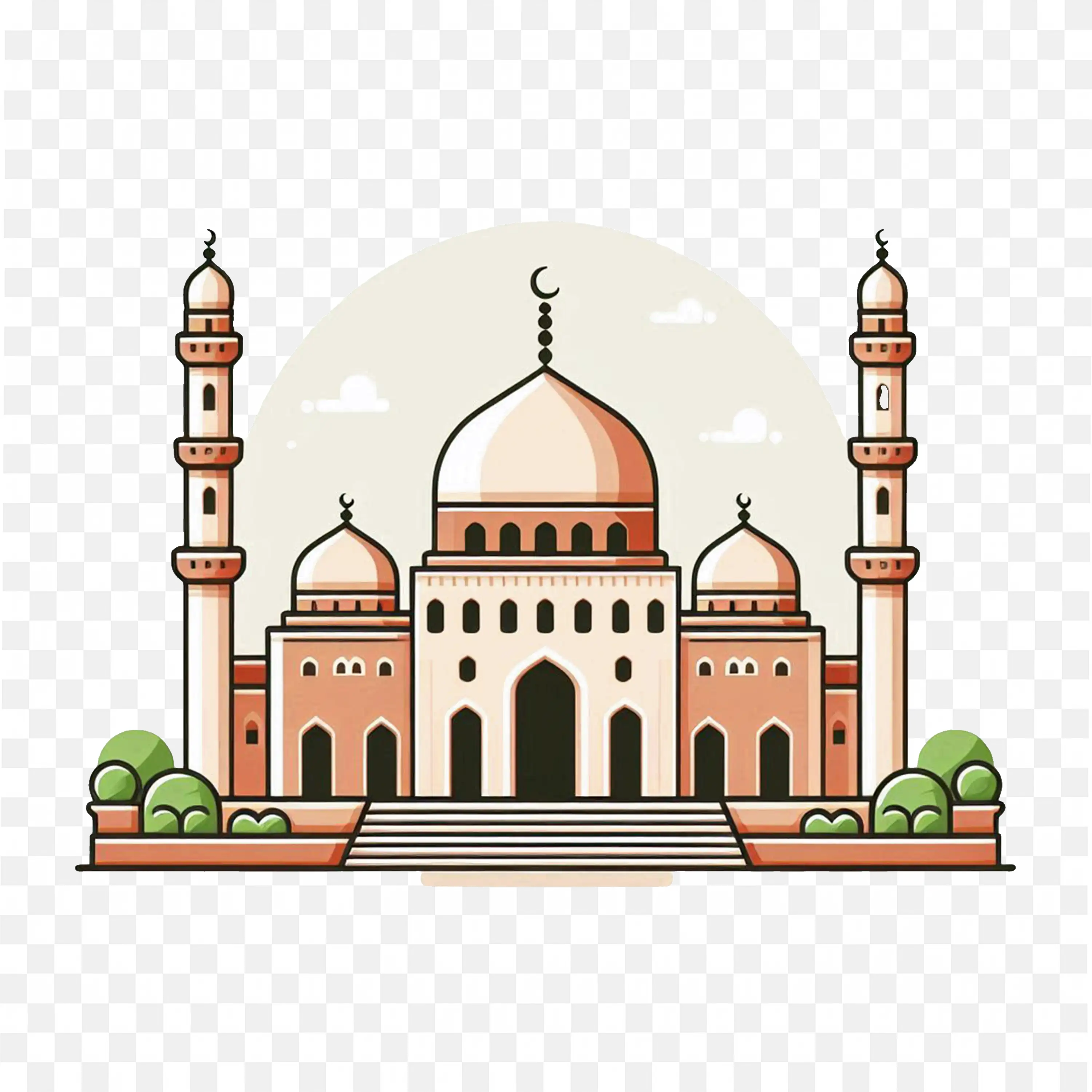 Brown Dome Mosque Crescent Moon Islamic Celebration