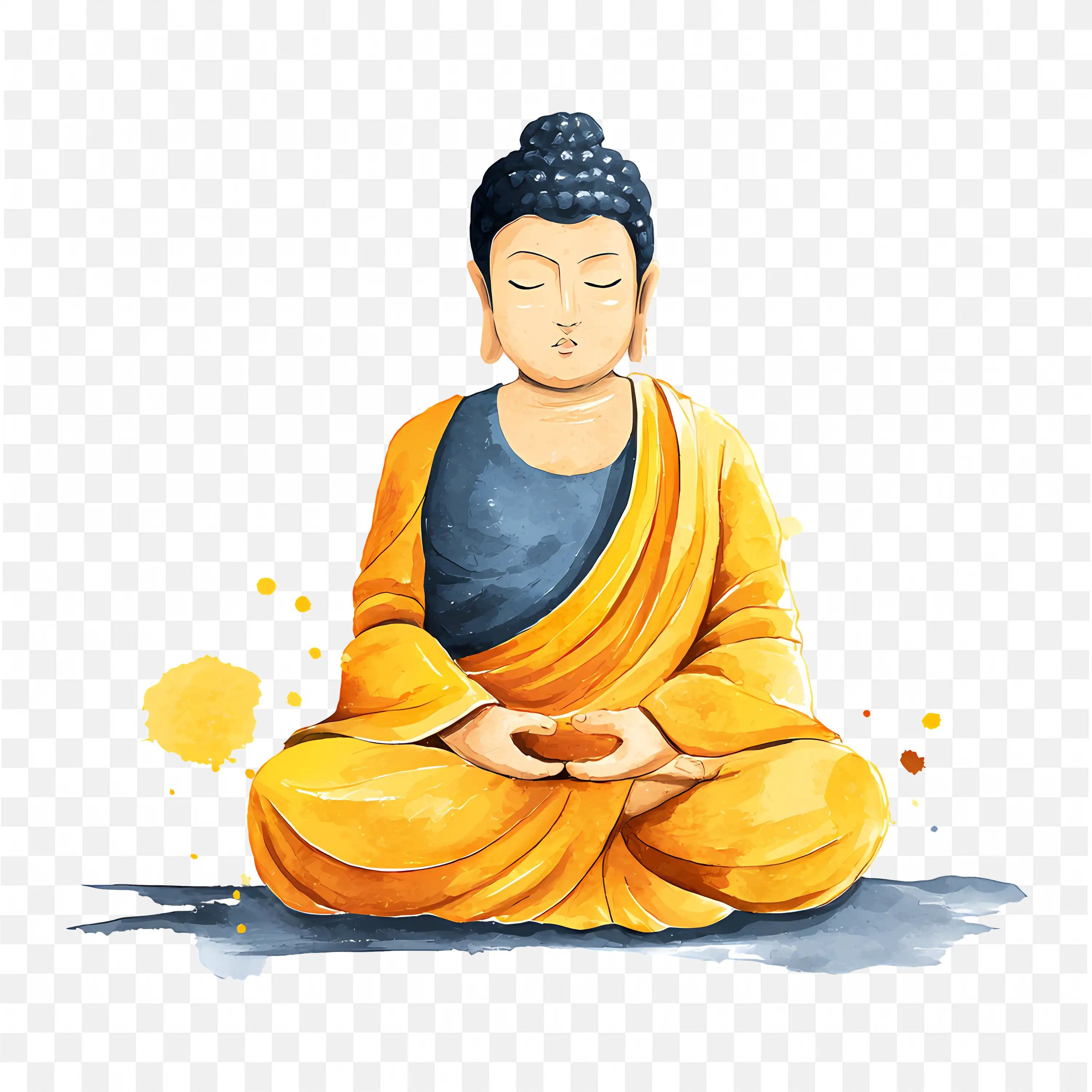 Buddha in Orange Robe Peaceful PNG Image Download