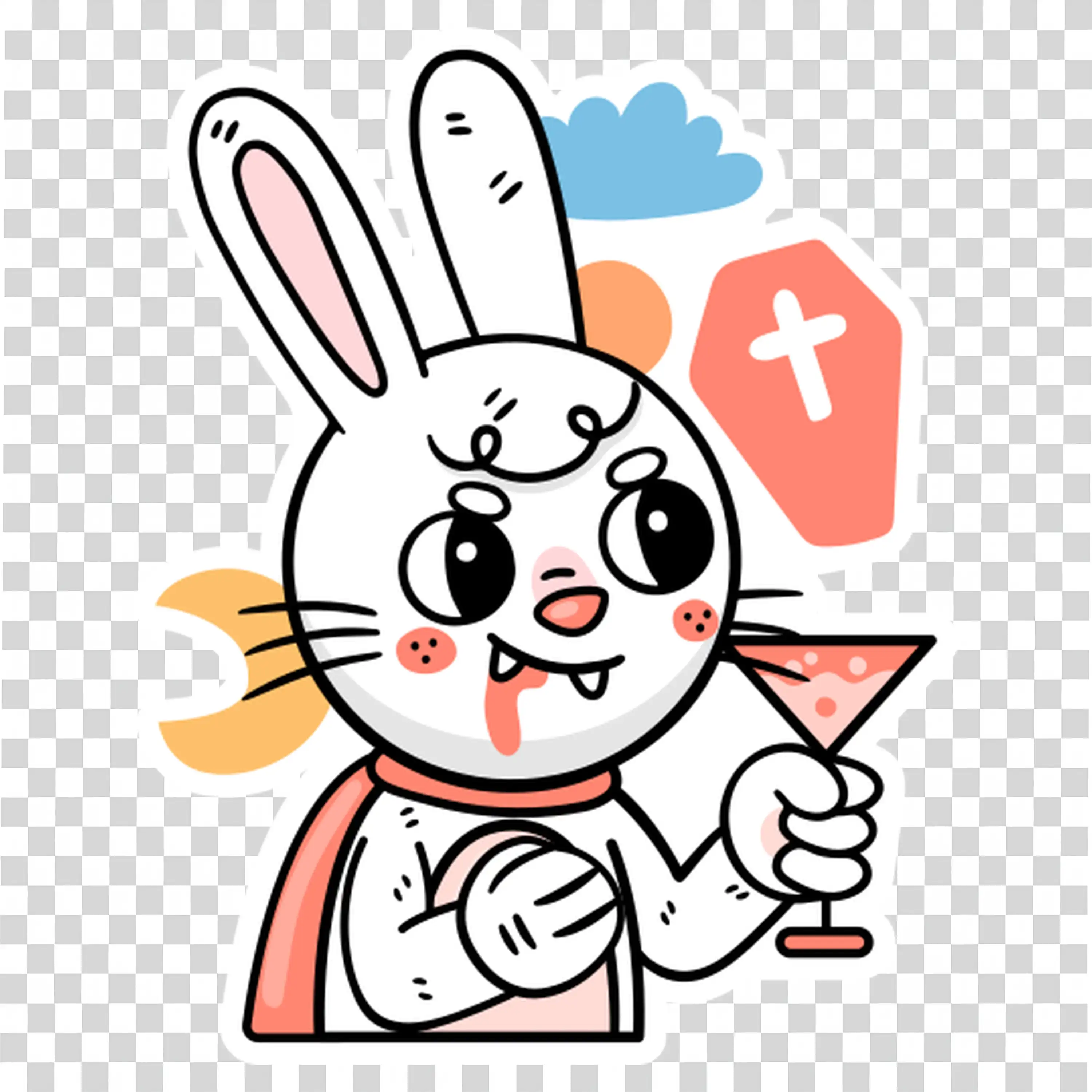 Bunny in Halloween Costume with Pumpkin for Trick Treat