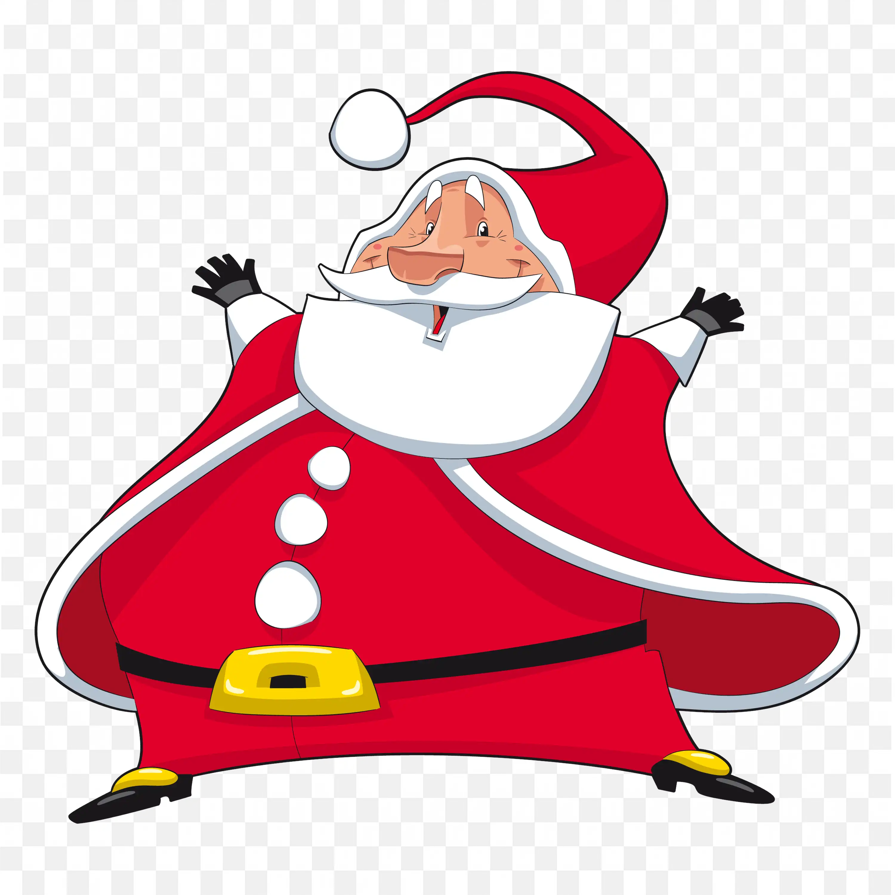 Cartoon Santa with Rosy Cheeks White Beard and Big Nose Art