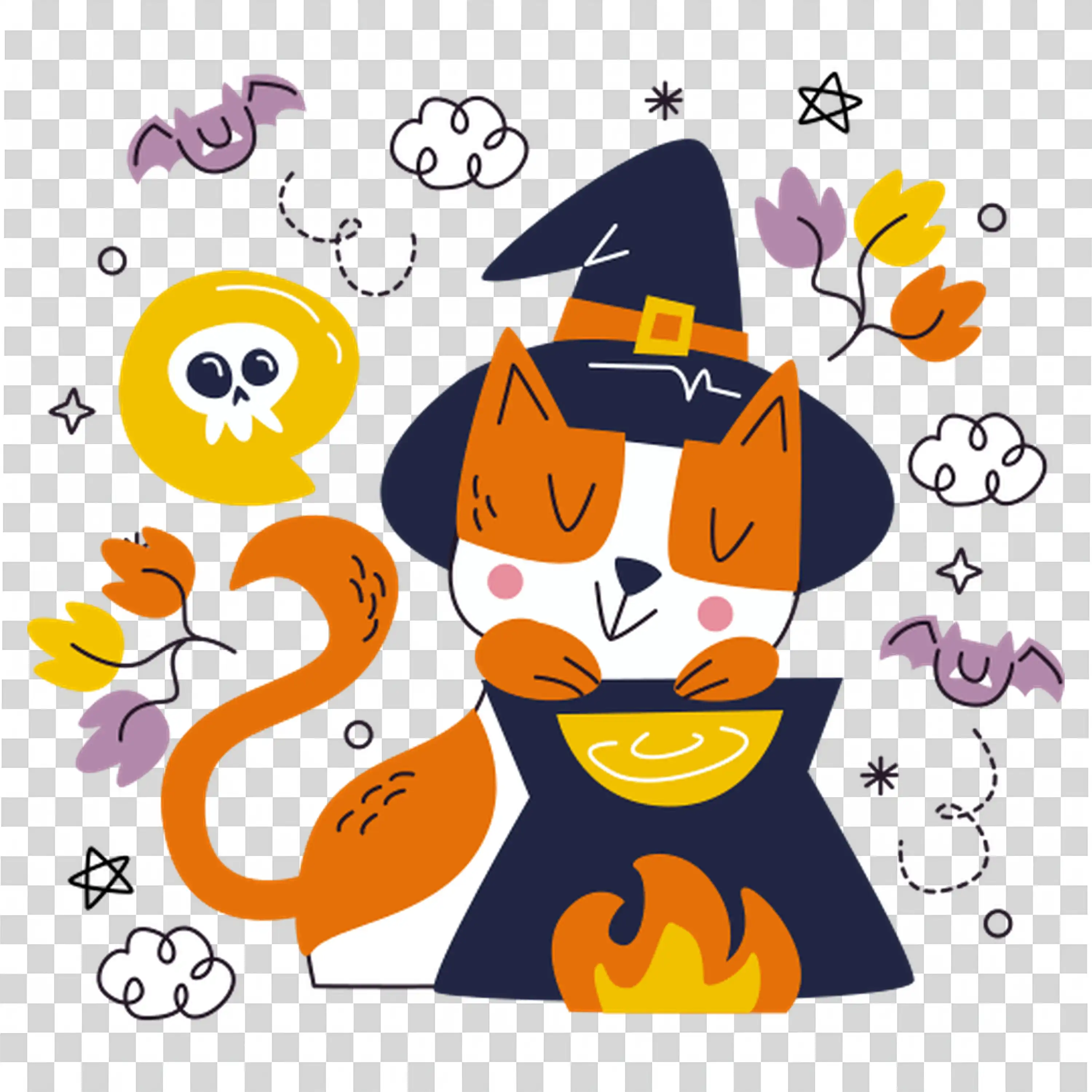 Cat with Witch Costume for Halloween Themed Fun Celebration