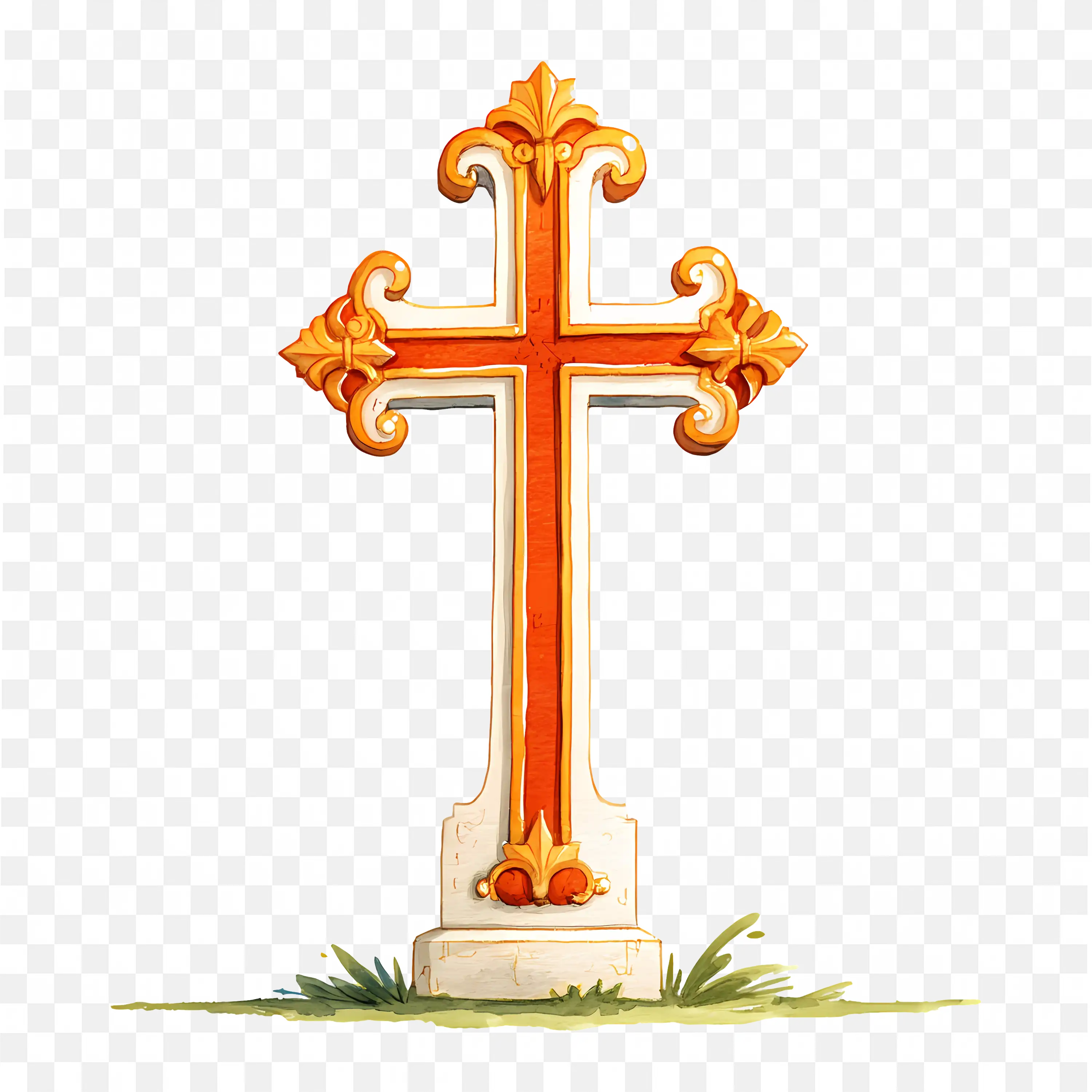 Decorative Catholic Christian Cross Icon Artistic Religious Design PNG