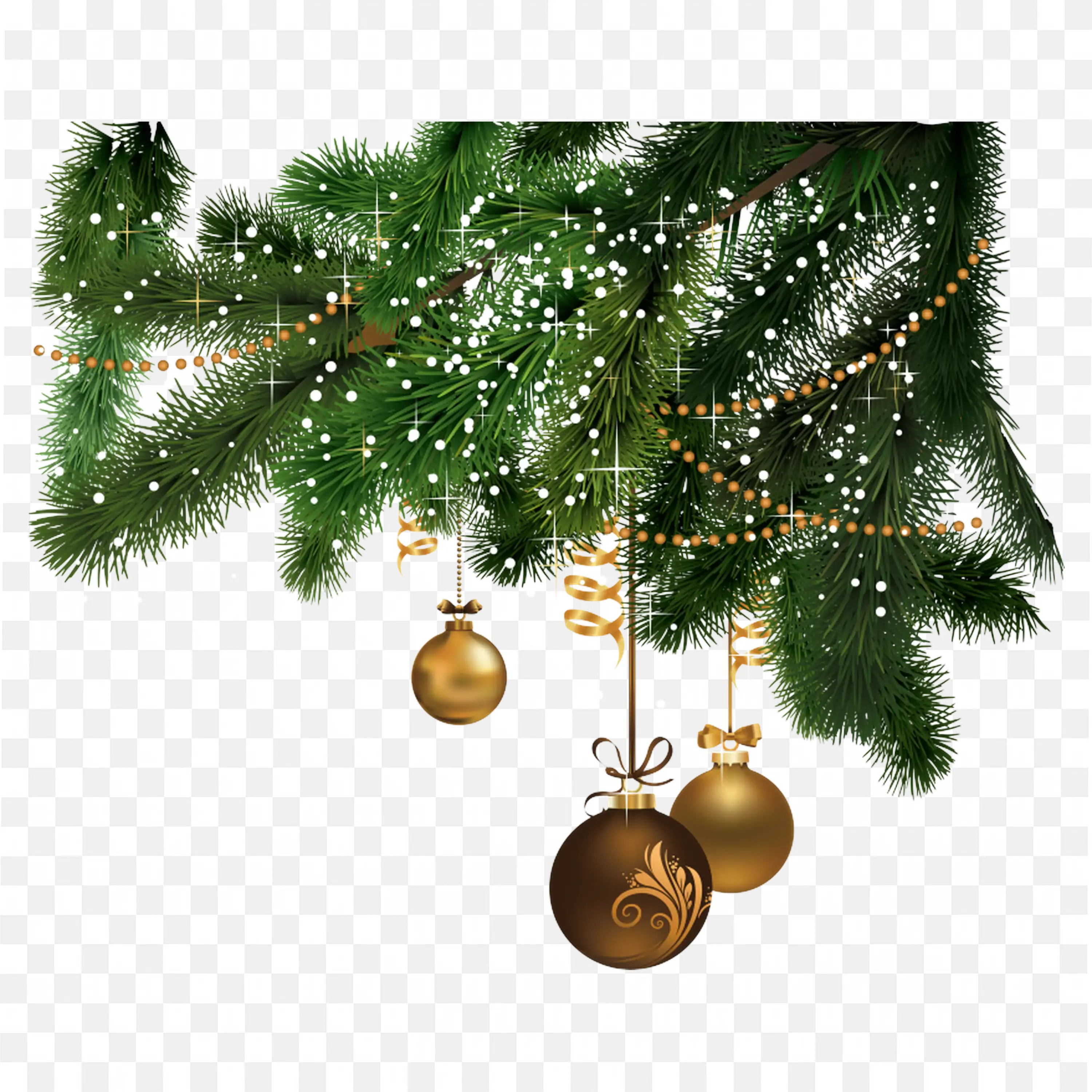 Christmas Balls on Fir Tree Background Stock Illustration