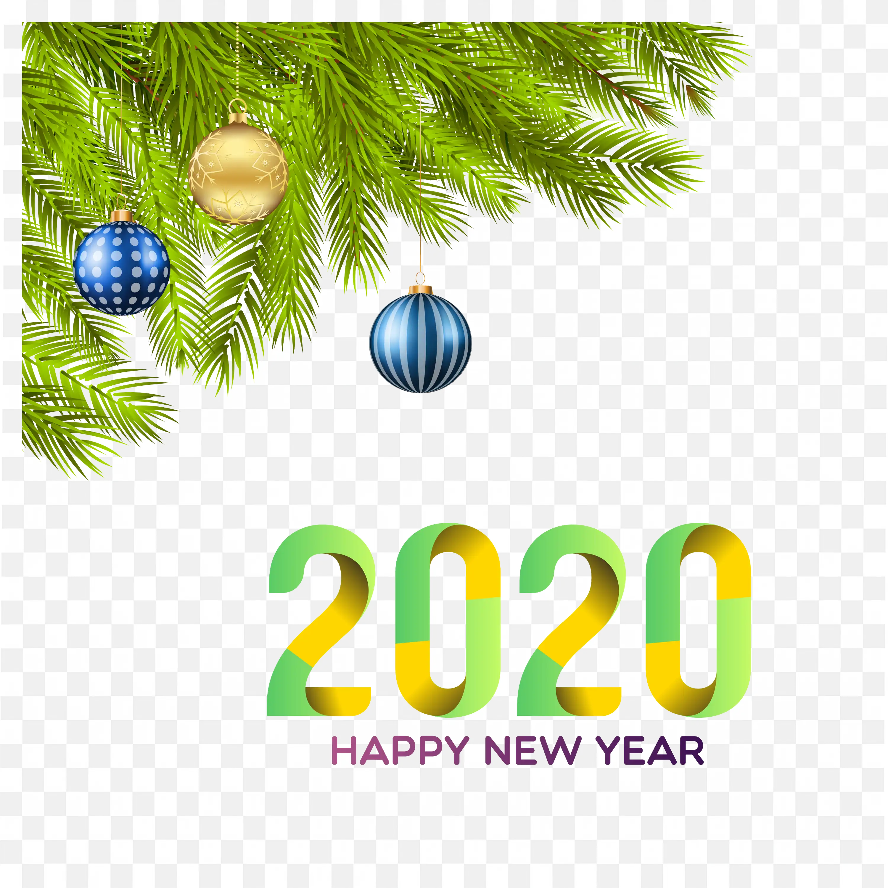 Christmas Pine Branches Gold and Blue Festive Decoration