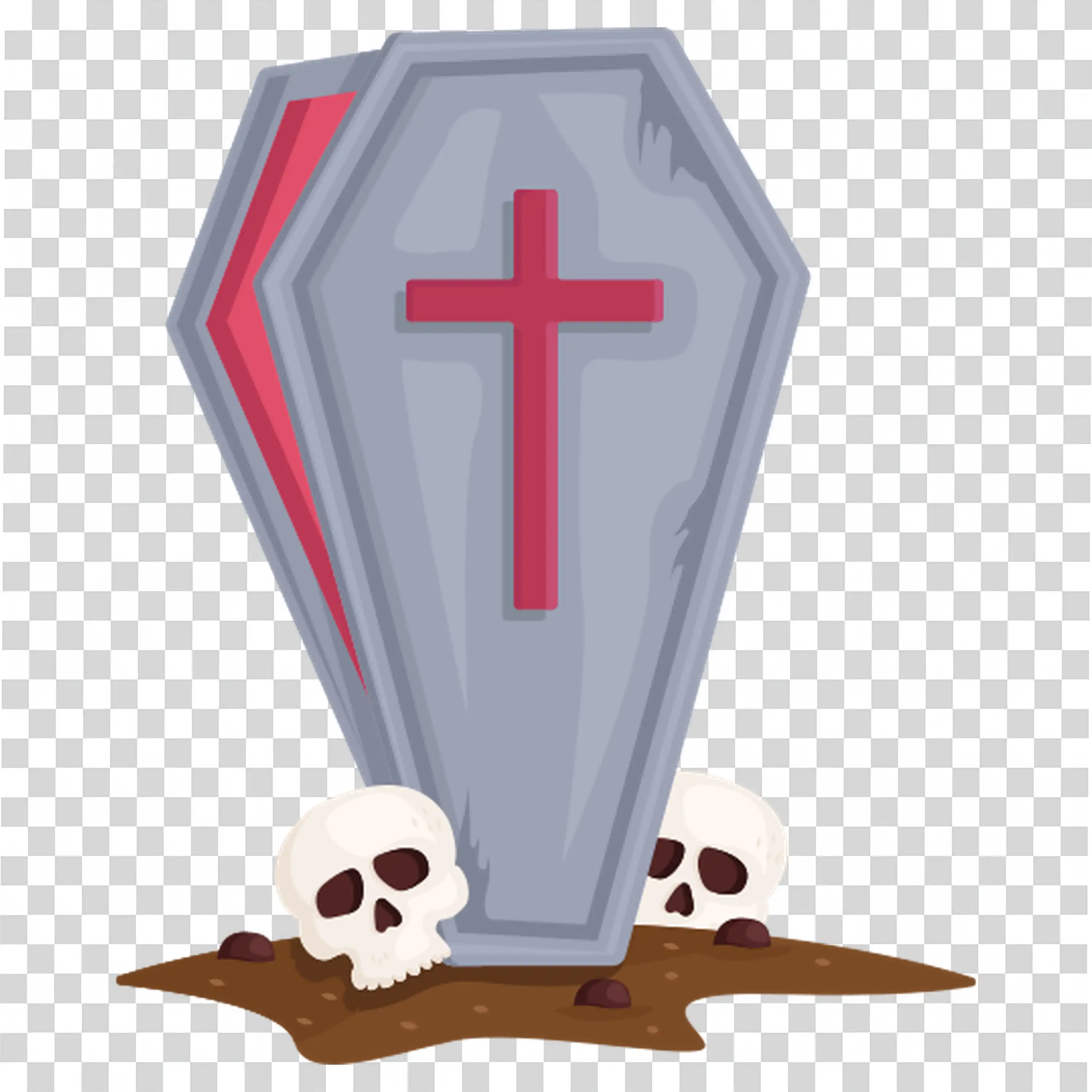 Closed Coffin with Skull and Bones for Halloween Theme