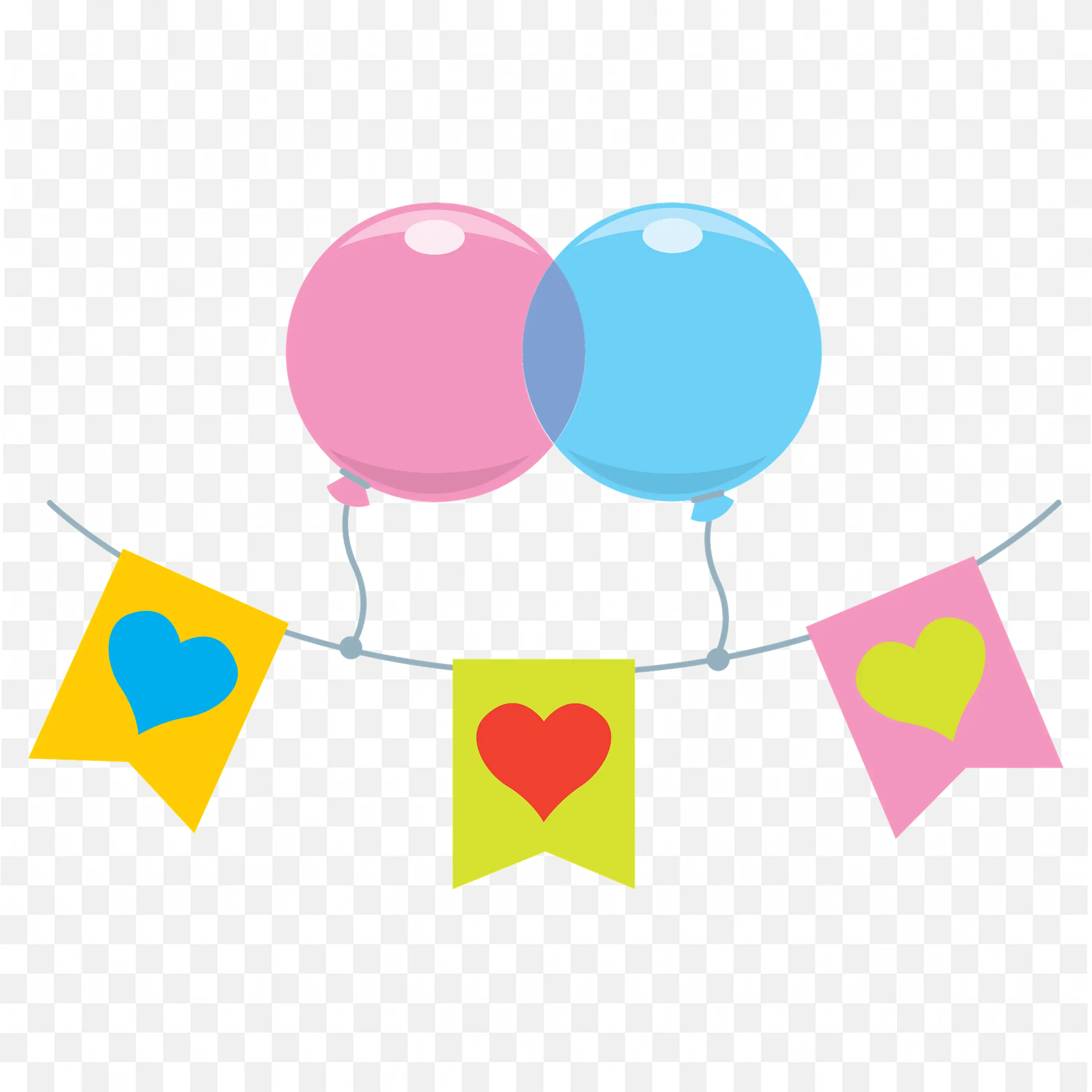 Colorful Balloons and Flags Festive Wedding Party Design