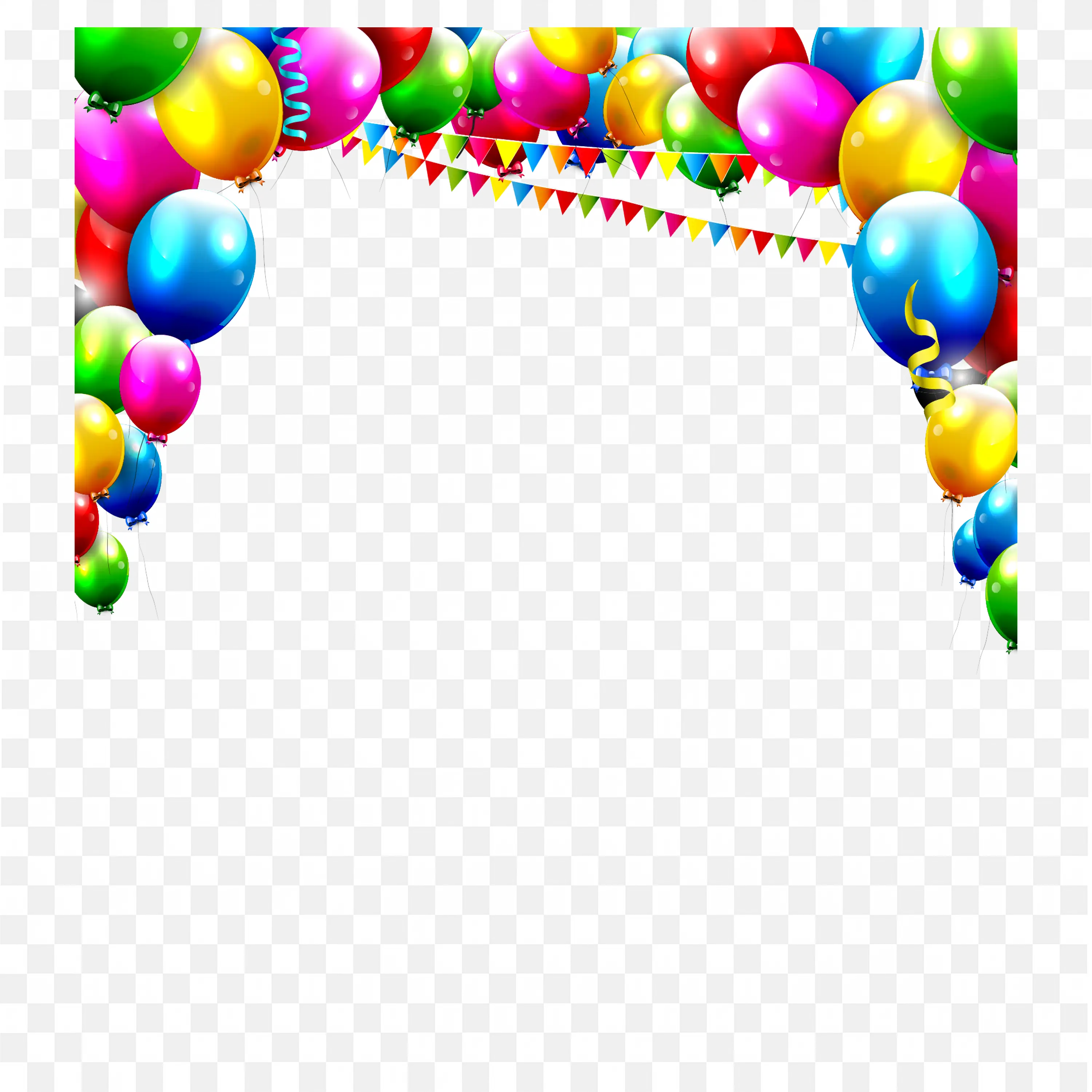 Colorful Birthday Balloons Arch with Festive Bunting Flags