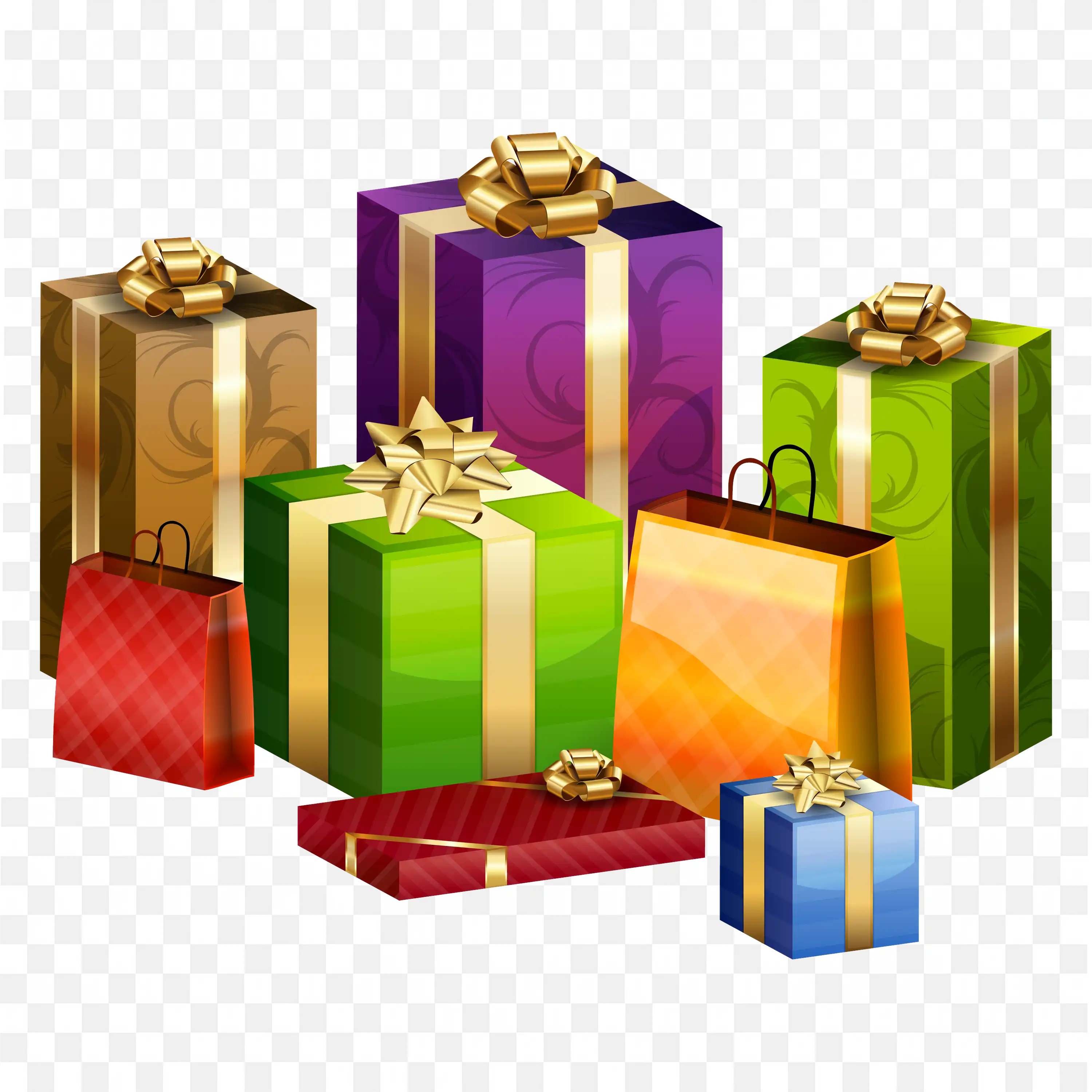 Colorful Gift Boxes Wrapped Presents Festival Art