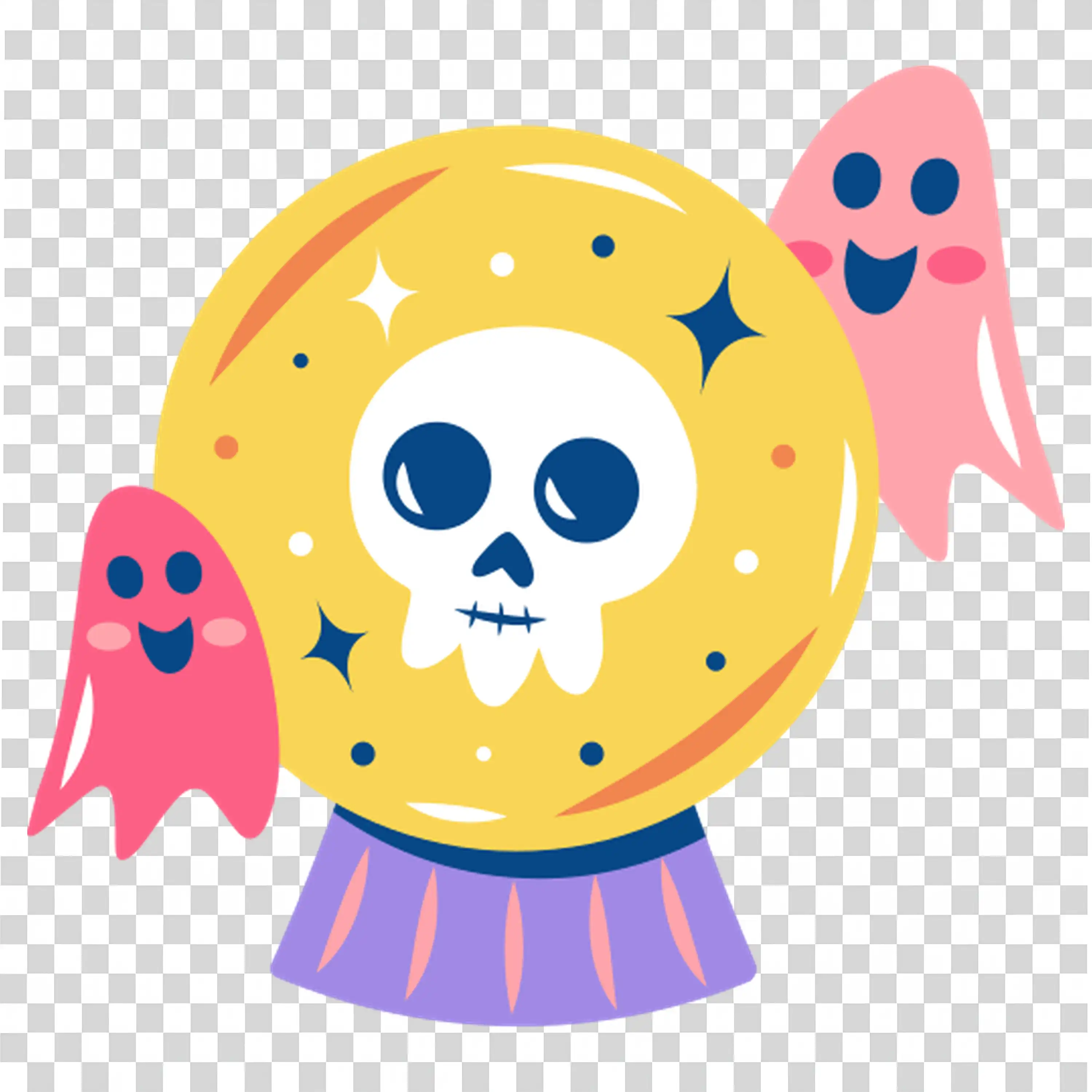 Colorful Halloween Ghosts Floating Around Pumpkin PNG