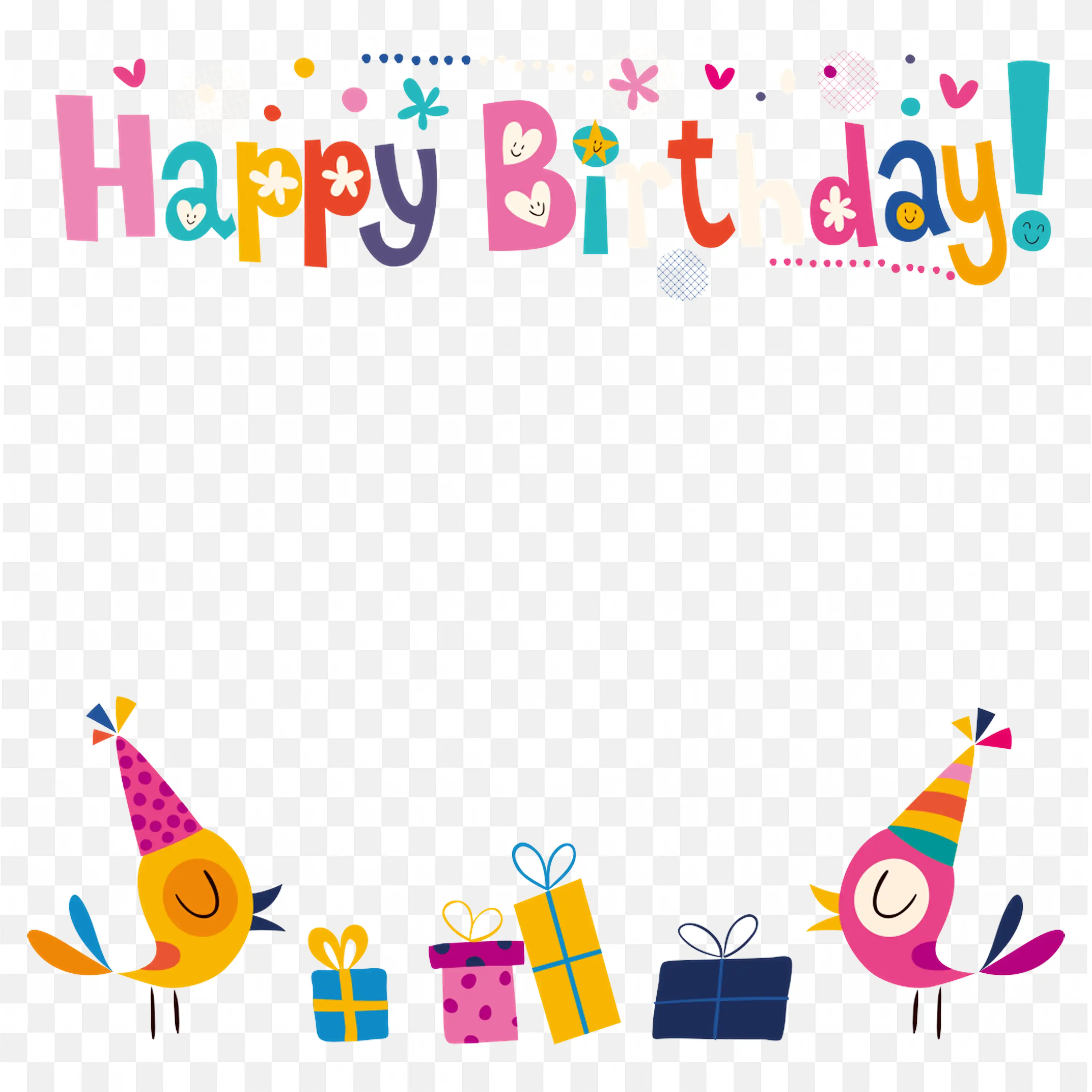 Colorful Happy Birthday Greeting Card Illustration with Balloons