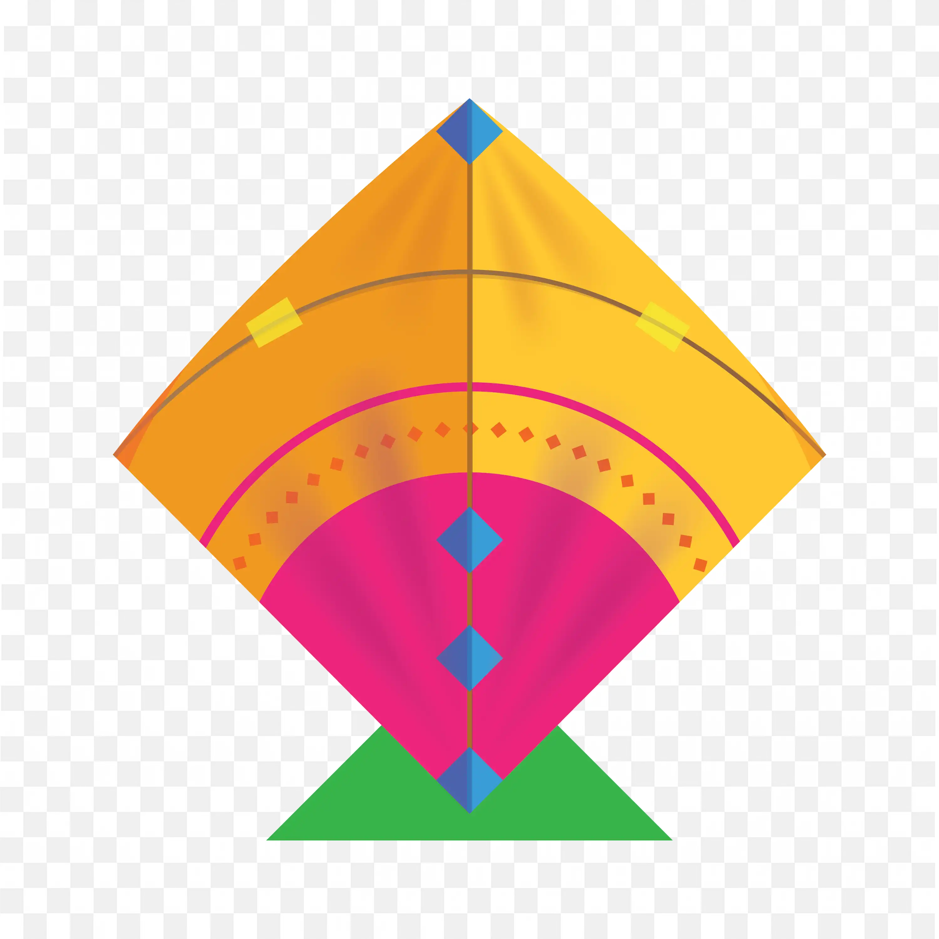 Colorful Kite PNG Orange Pink Blue Green Flying Art