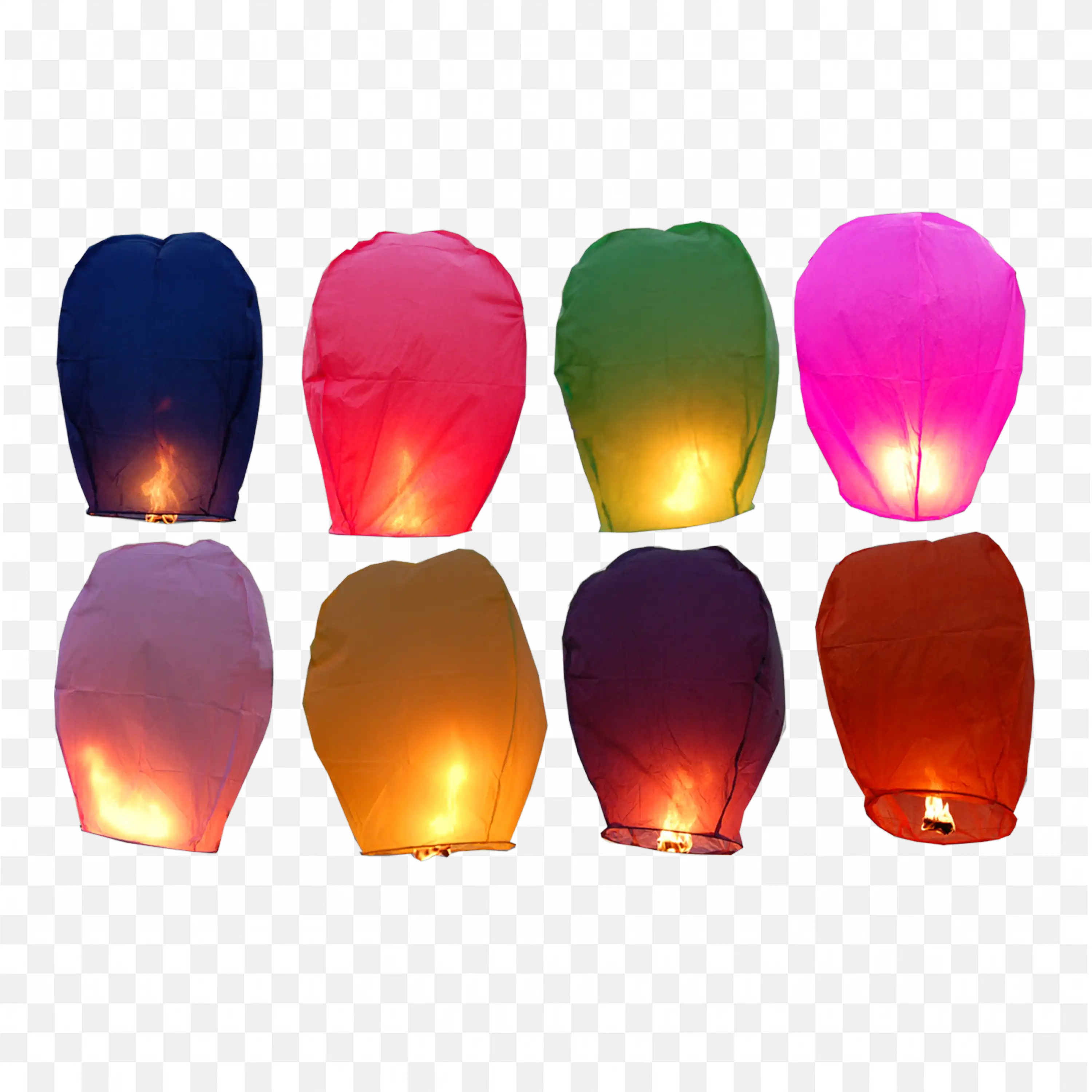 Colorful Lantern Set Glowing Brightly For Celebration PNG Image
