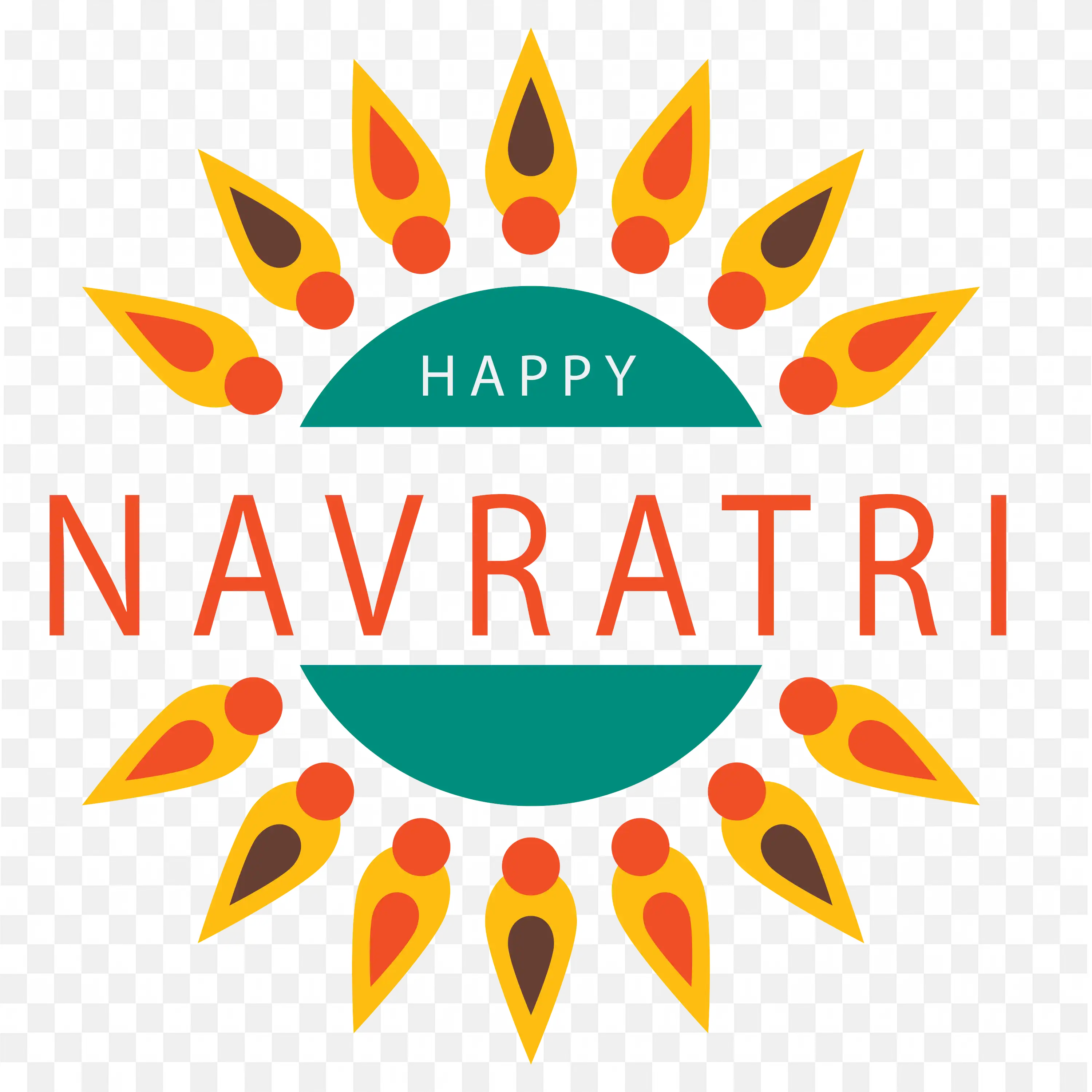 Colorful Navratri Festival Greeting Design Element Art