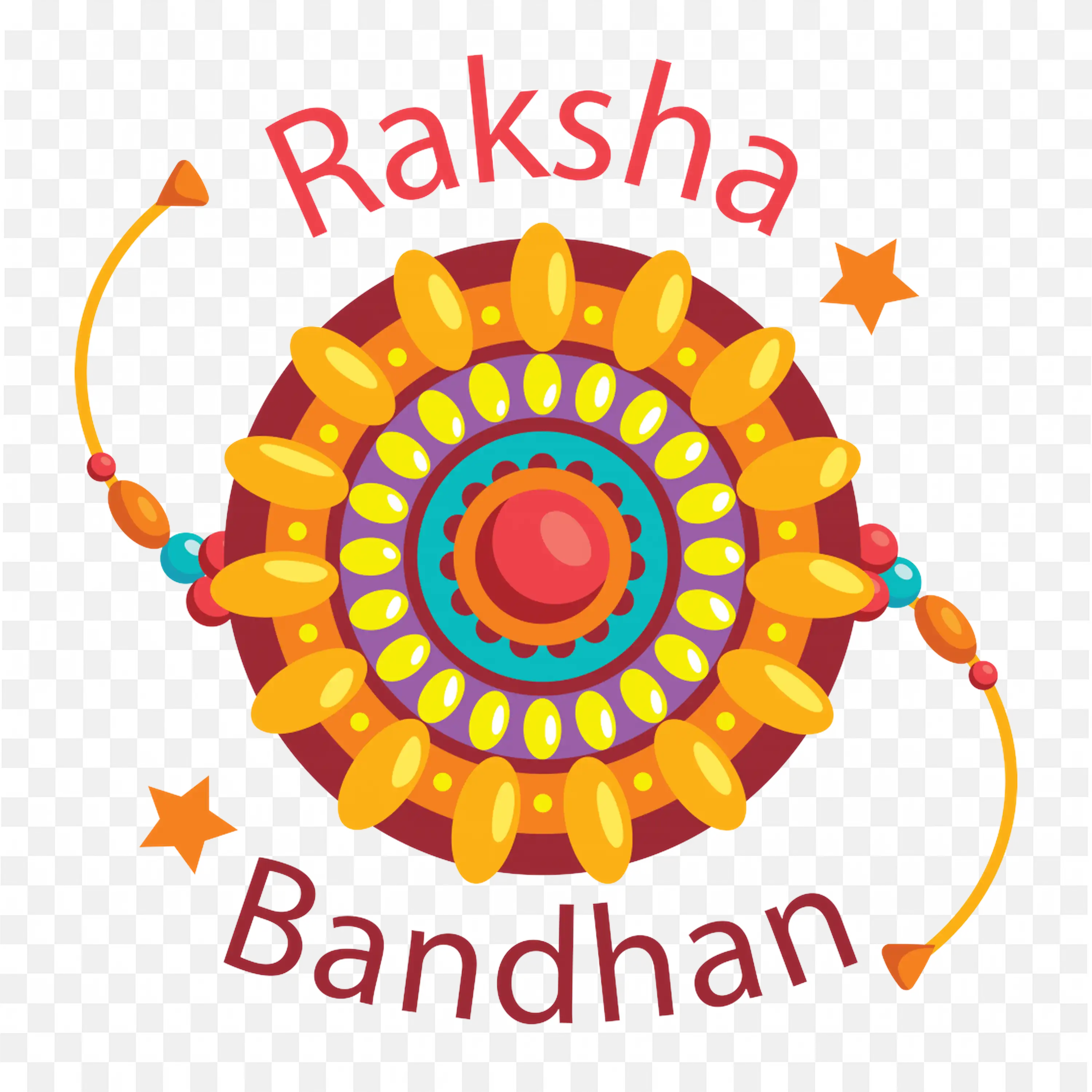 Colorful Rakhi with Raksha Bandhan Festival Text Design Art