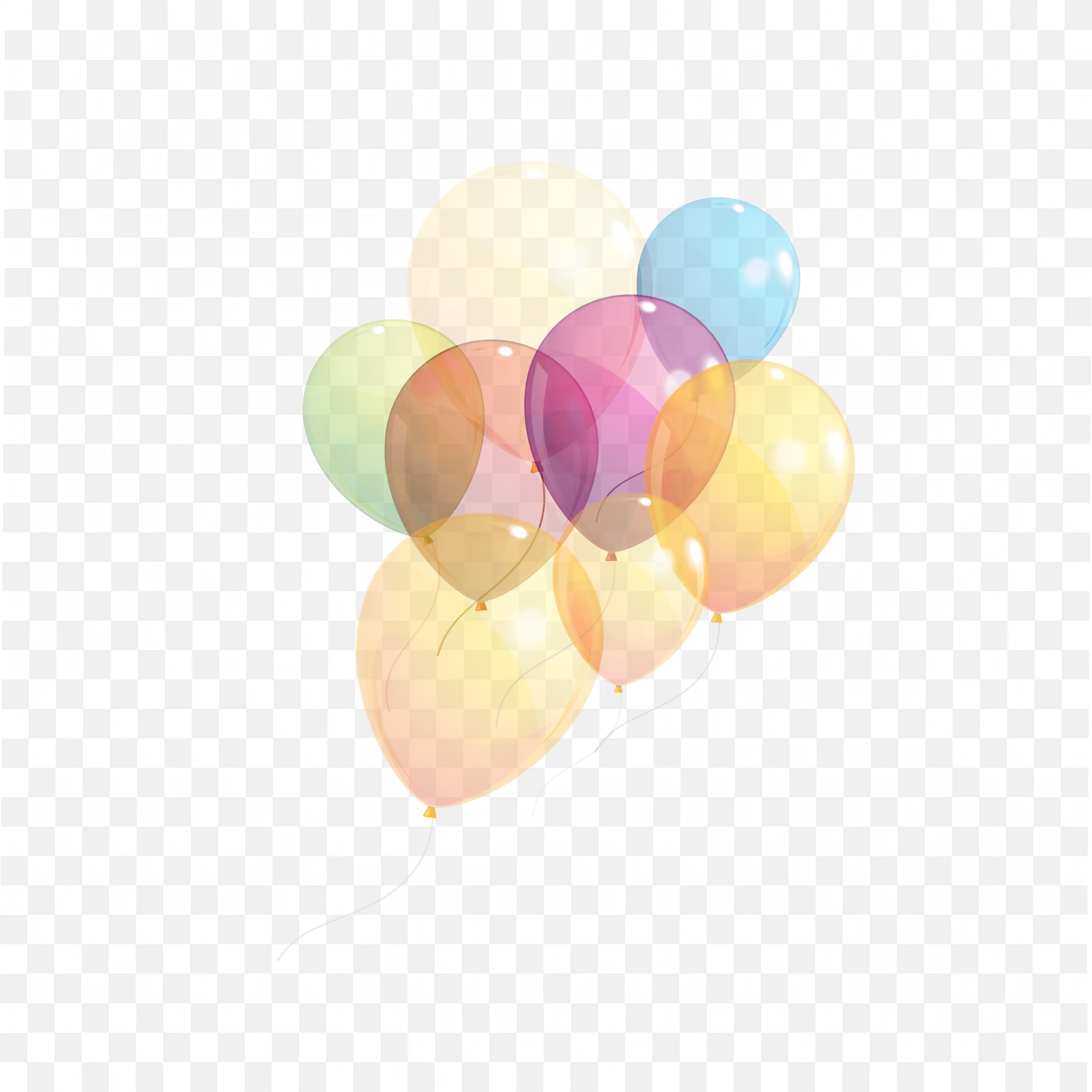 Colorful Transparent Balloons Festive Digital Clipart PNG