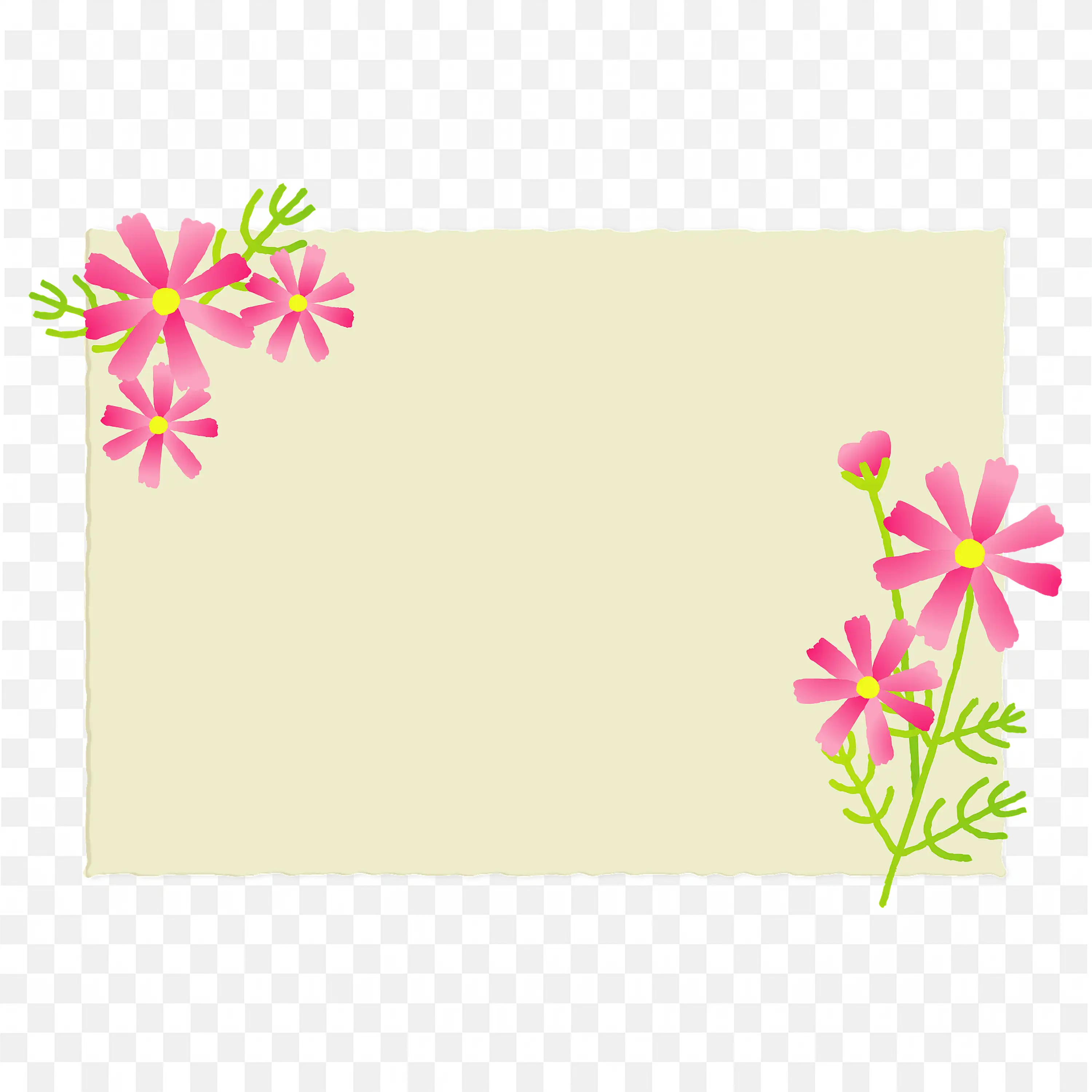 Cosmos Flower Message Card Clipart Beautiful Floral Design