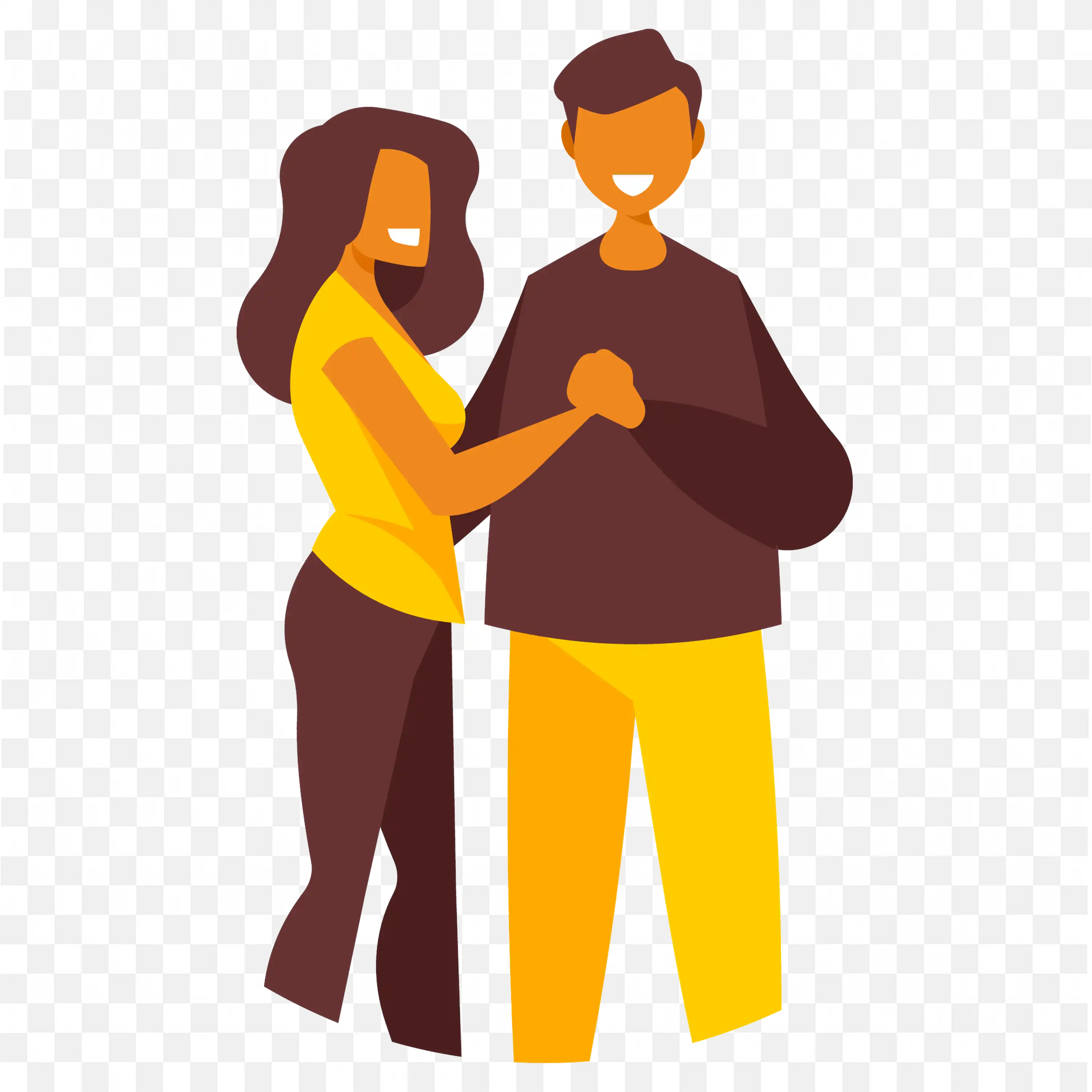Couple Standing Together Romantic Relationship Illustration