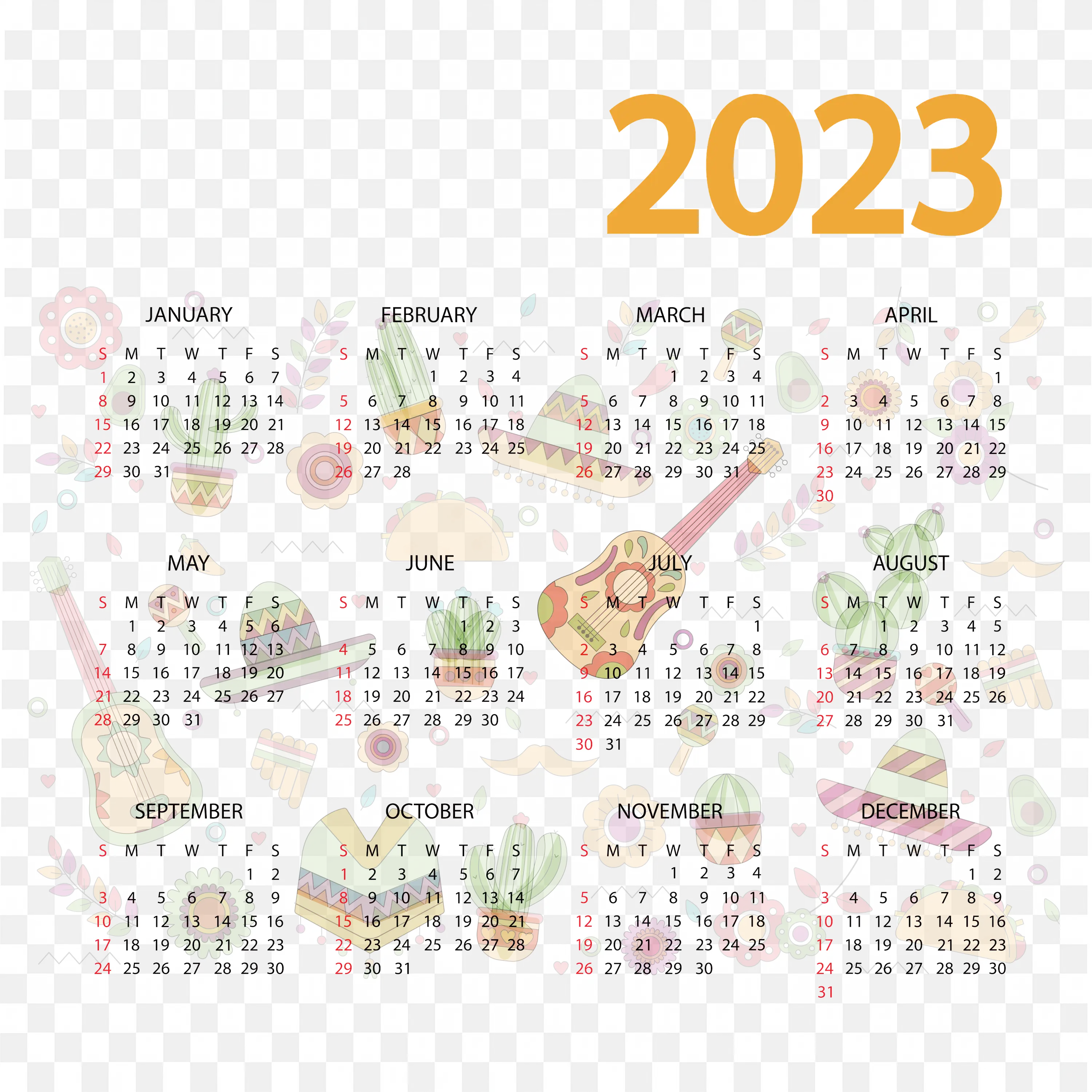 Creative Cartoon Calendar Template Fun Printable Design