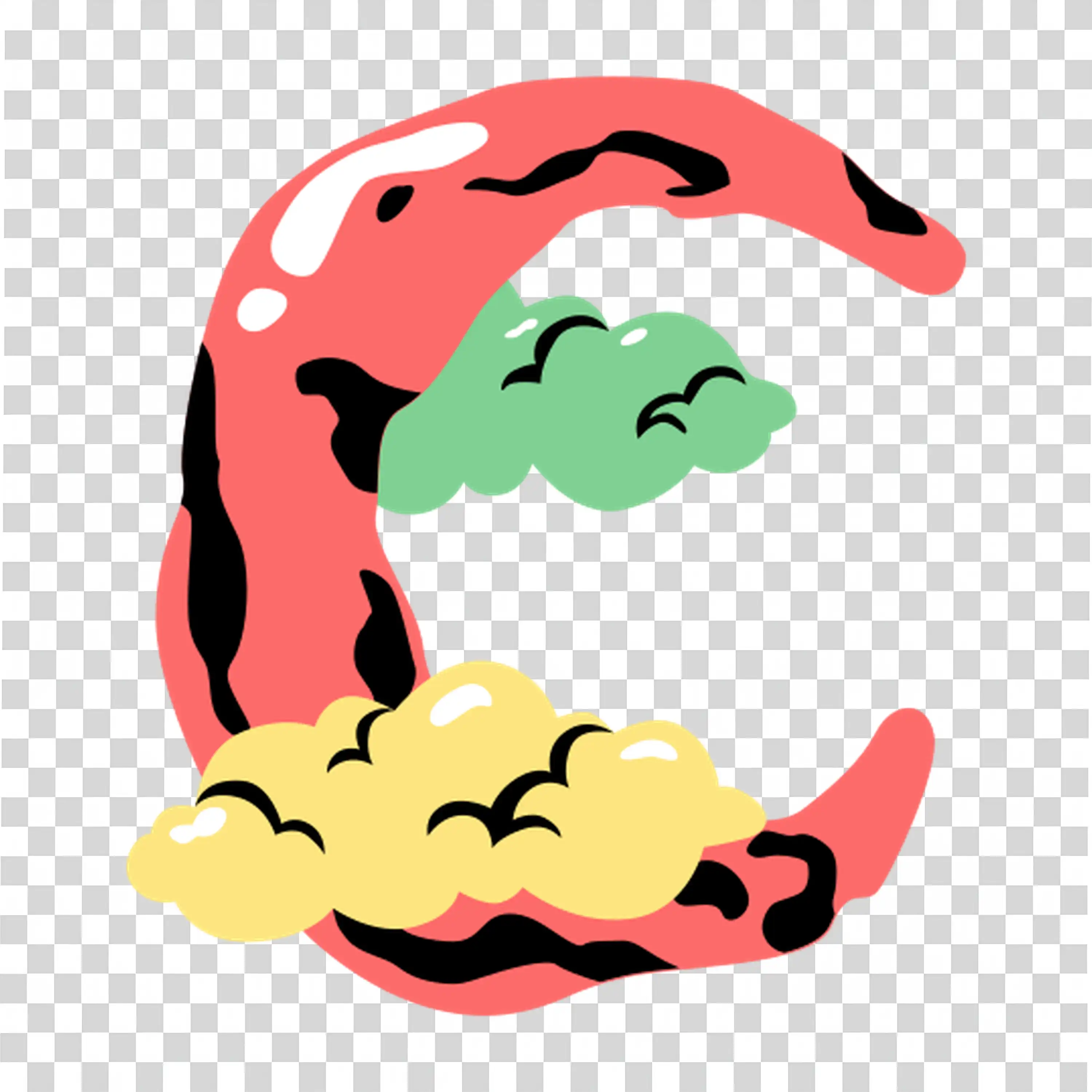 Creepy Monster Mouth Opening in Halloween Cartoon Style