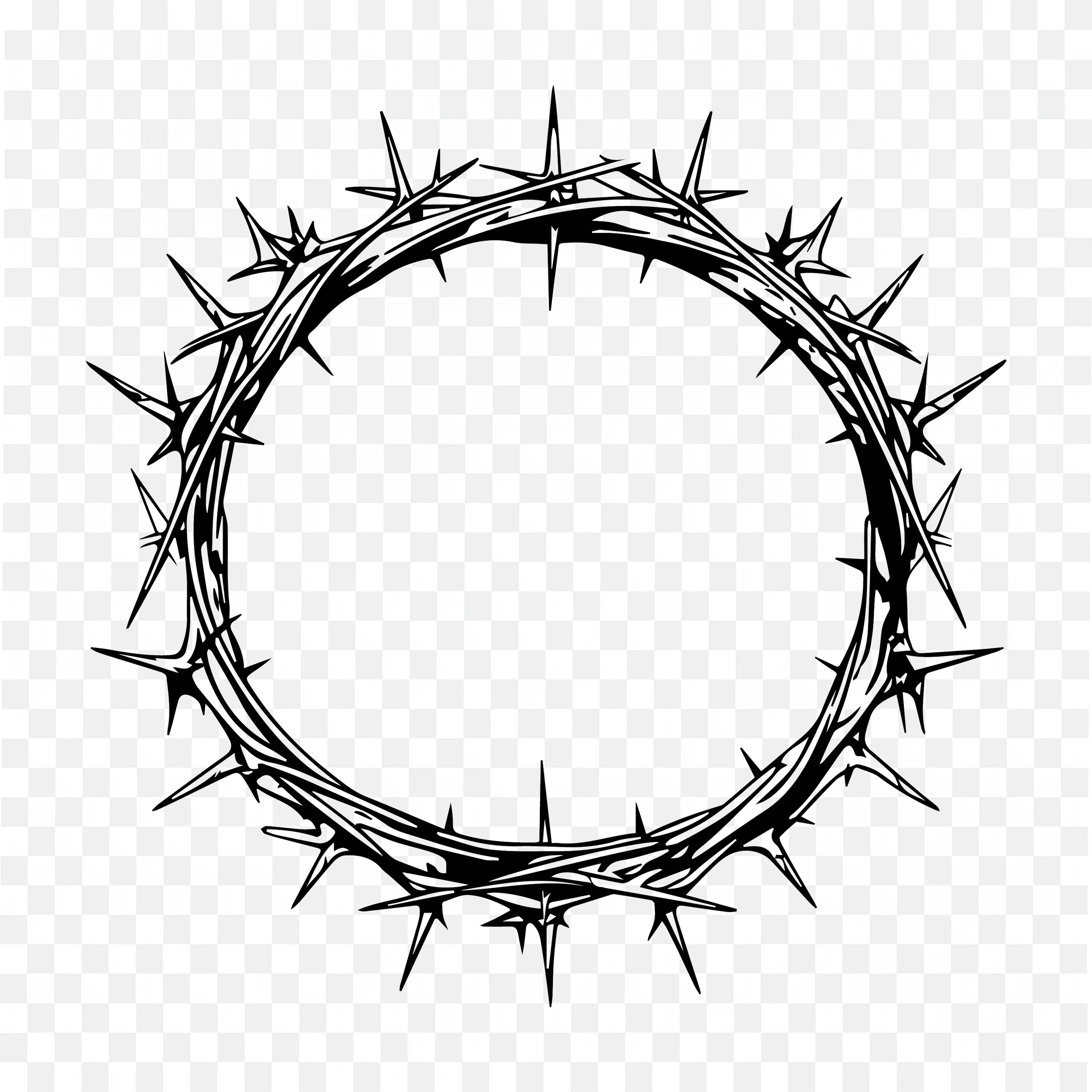 Crown of Thorns Vector Black Silhouette Christian Art PNG