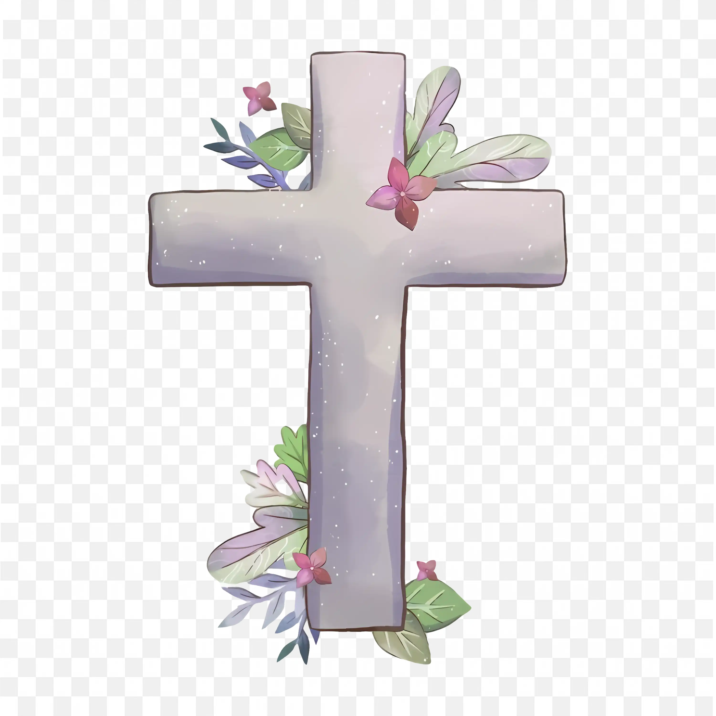 Crucifix Cartoon Style Christian Cross Illustration PNG Clip Art