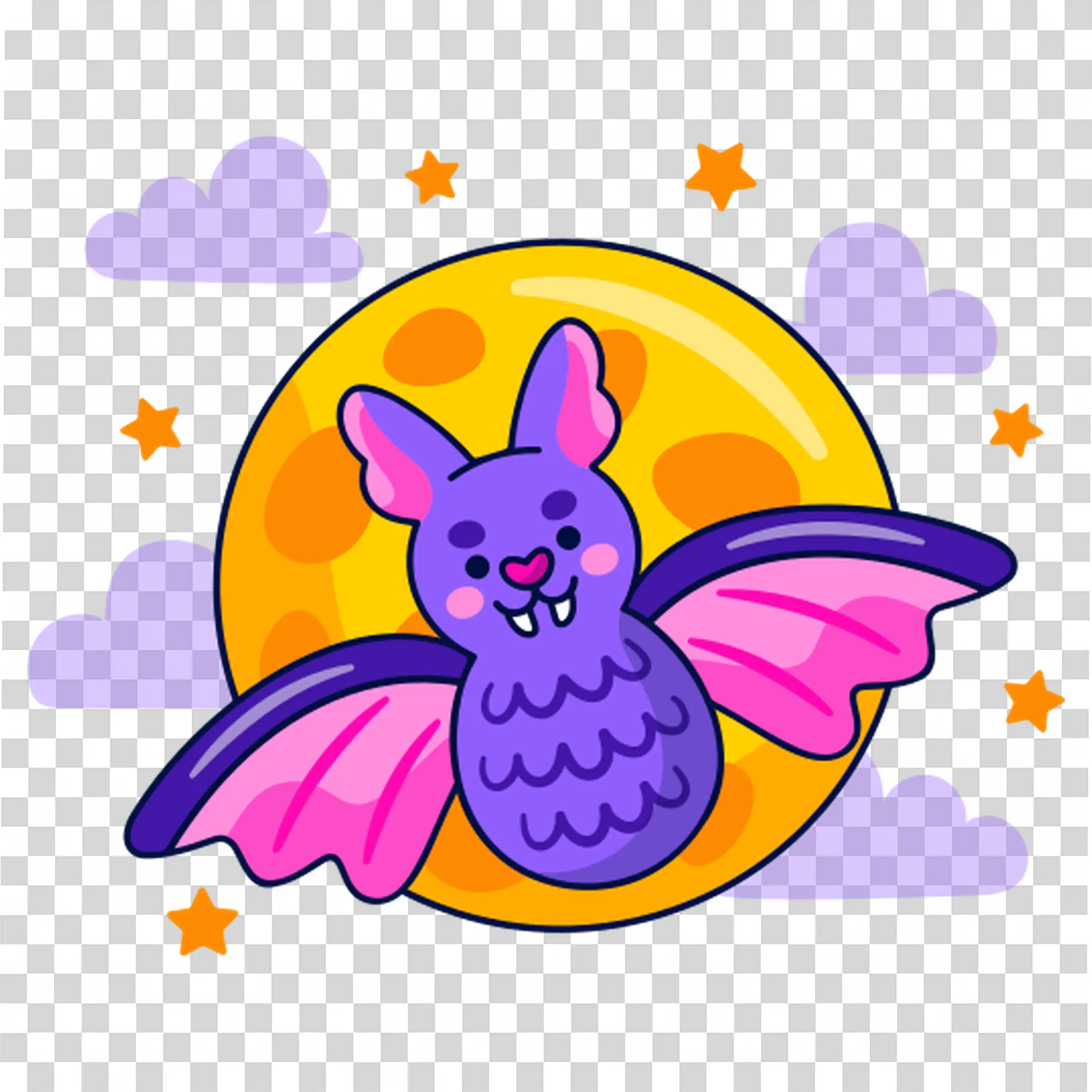 Cute Bat Flying in The Sky During Halloween Night PNG