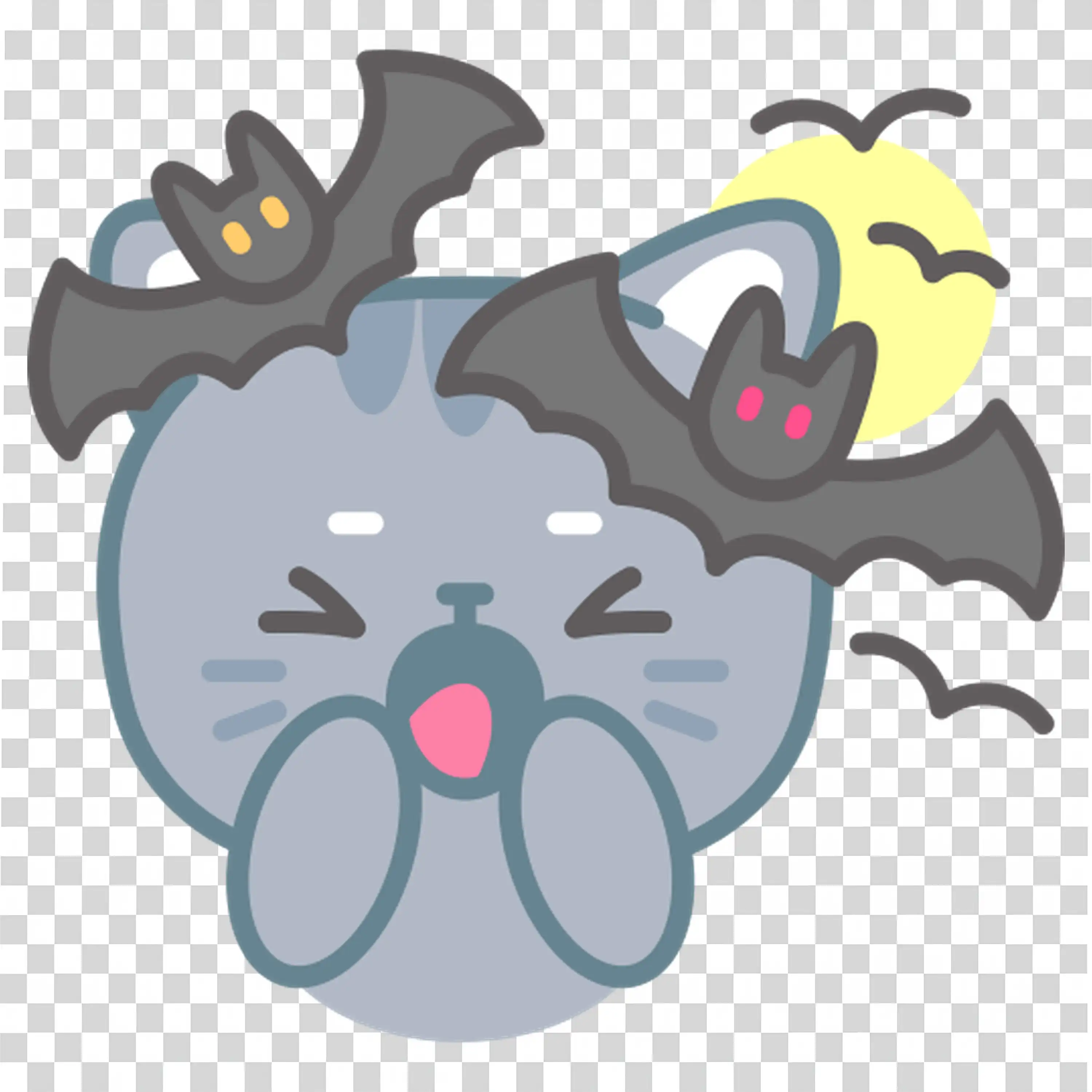 Cute Grey Bat Flying in a Dark Spooky Background PNG