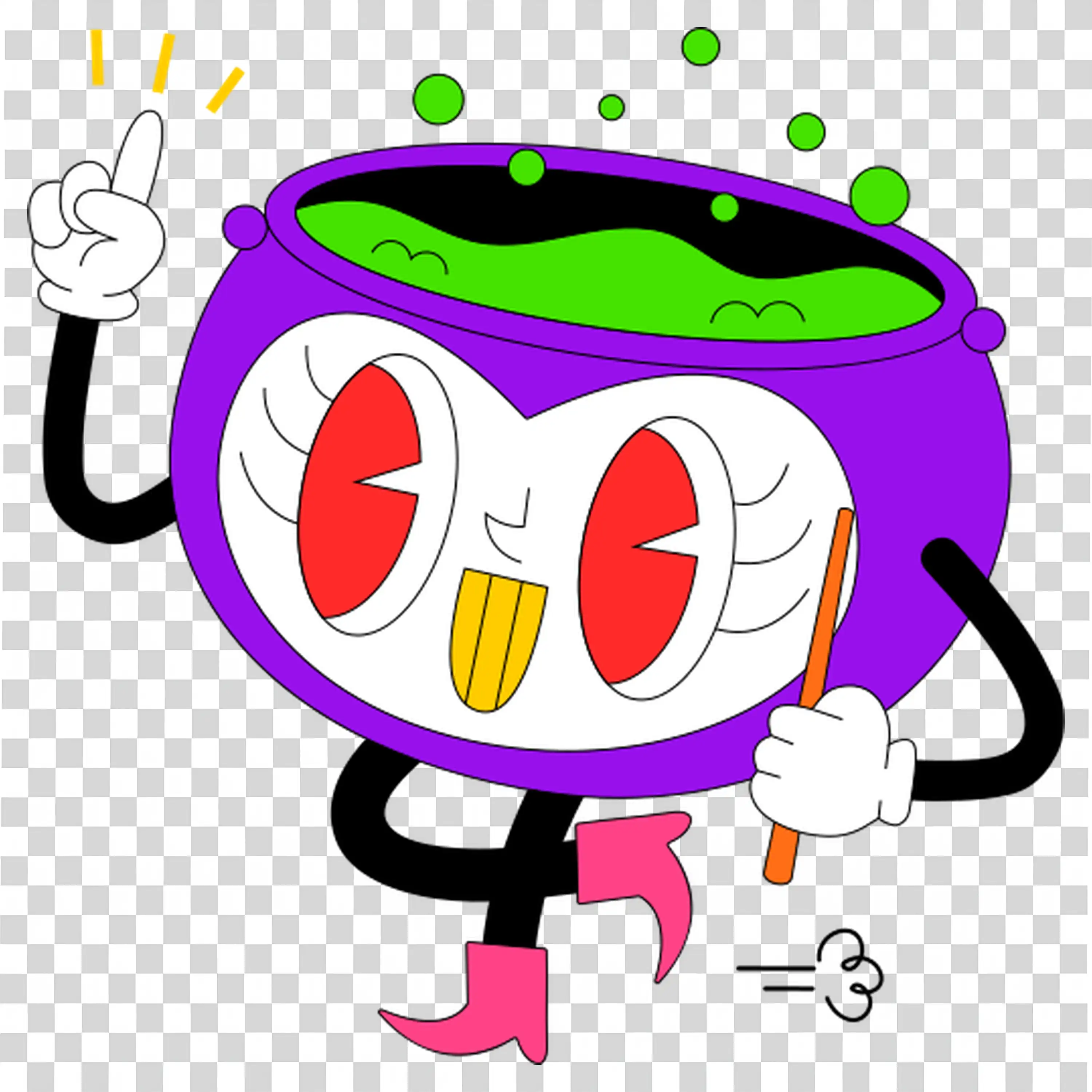 Cute Halloween Alien with Big Eyes and Purple Potion