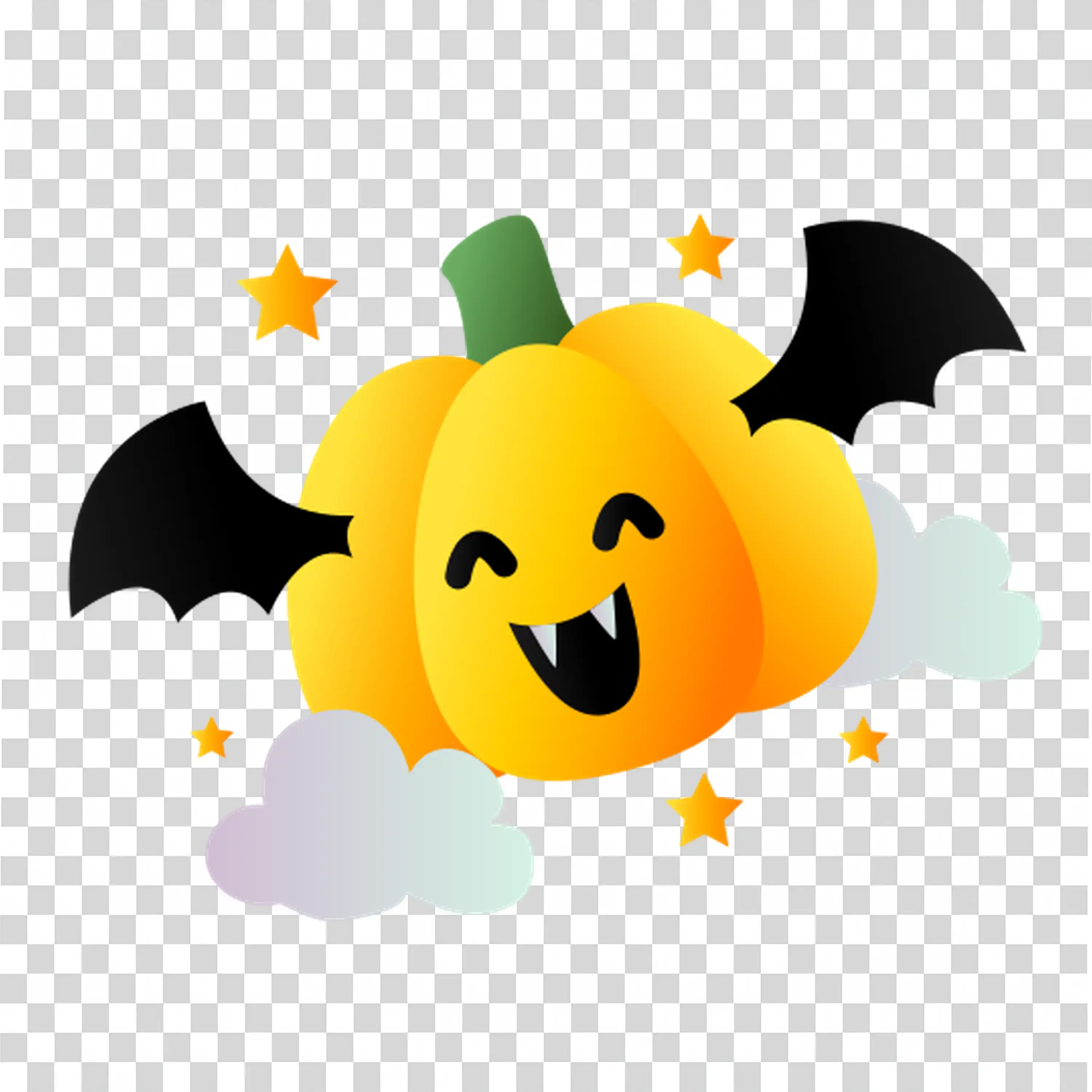 Cute Halloween Bat and Pumpkin for Spooky October Night